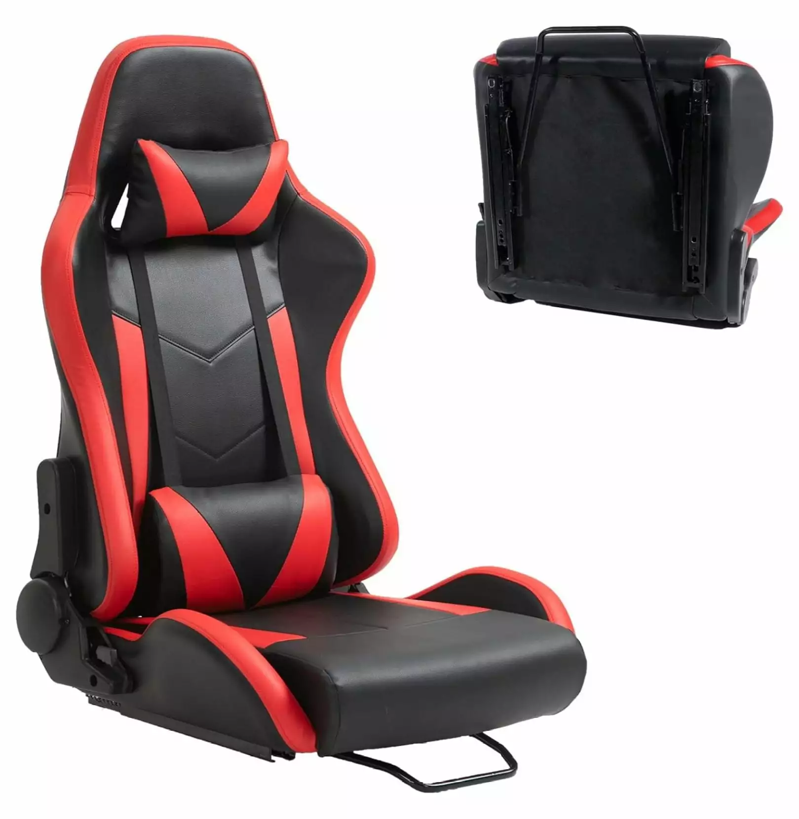 LzerLyh Racing Seat Double Lock Slip Racing Wheel Simulator Stand Cockpit Adjustable Cloth Red Installed Parts