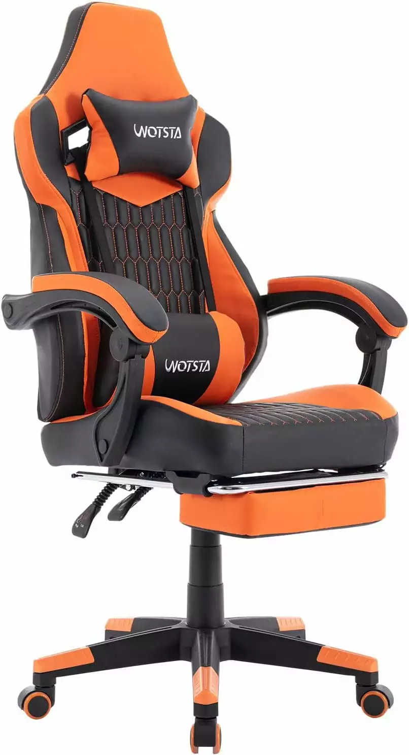 Gaming Chair Footrest High Back Gaming Chairs PVC Leather Ergonomic Office Gamer Chair Adjustable Headrest Lumbar Support ...