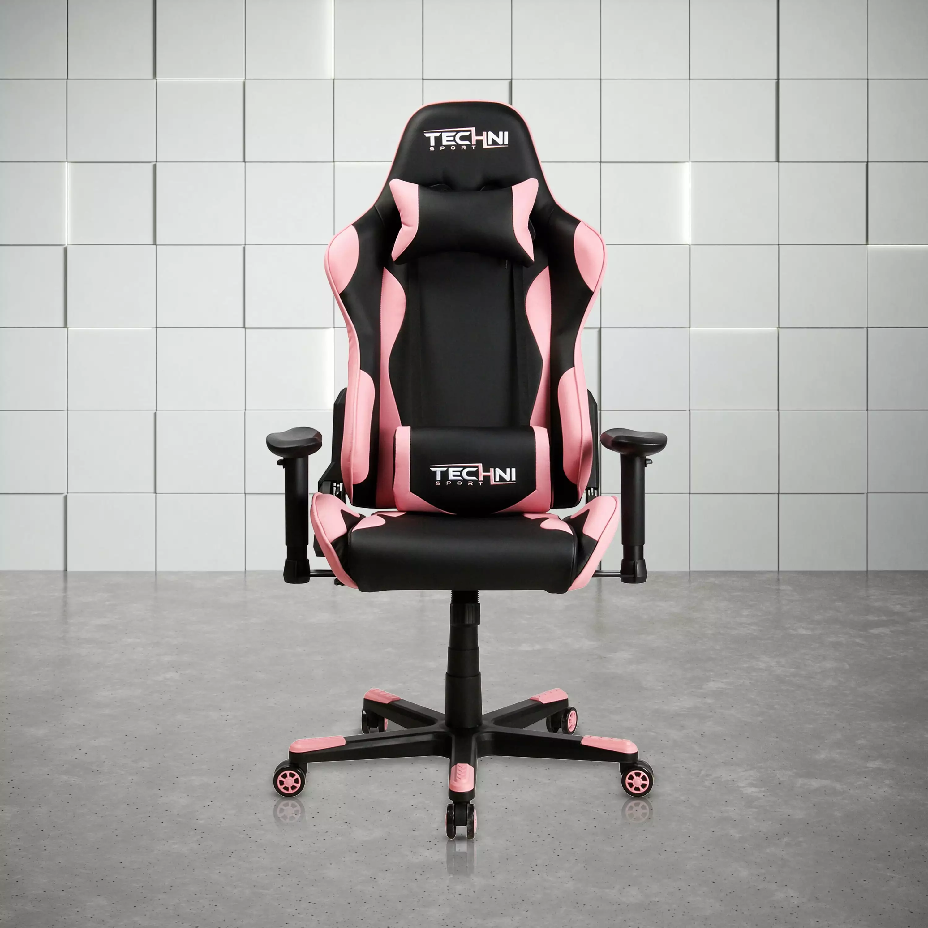 Techni Sport TS-4300 Ergonomic High Back Racer Style PC Gaming Chair Memory Foam Seat Pink