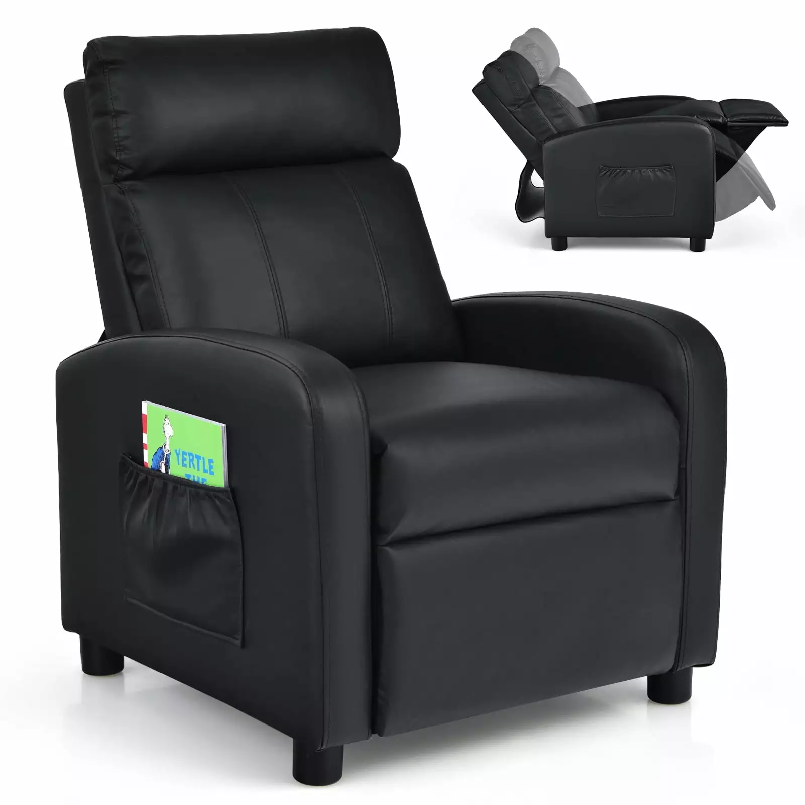 Infans Kids Recliner Chair Adjustable Leather Sofa Armchair Footrest and Side Pocket