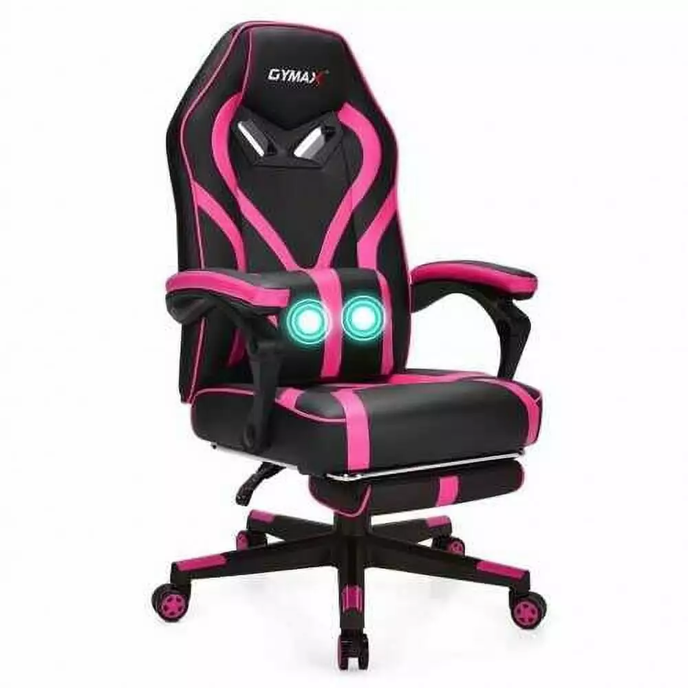 Computer Massage Gaming Recliner Chair Footrest - Pink Color Stylish Gamers Mellyx Home