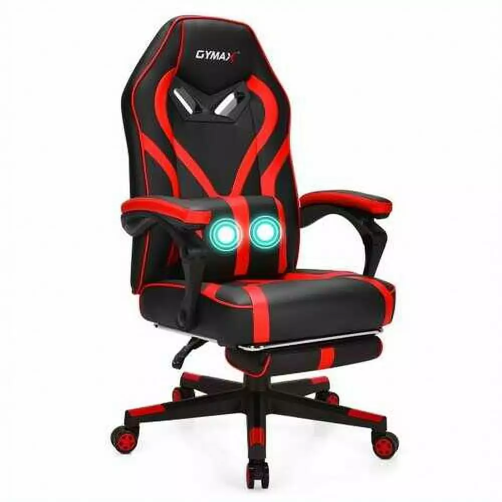 Computer Massage Gaming Recliner Chair Footrest - Red Color Bold Gamers Mellyx Home