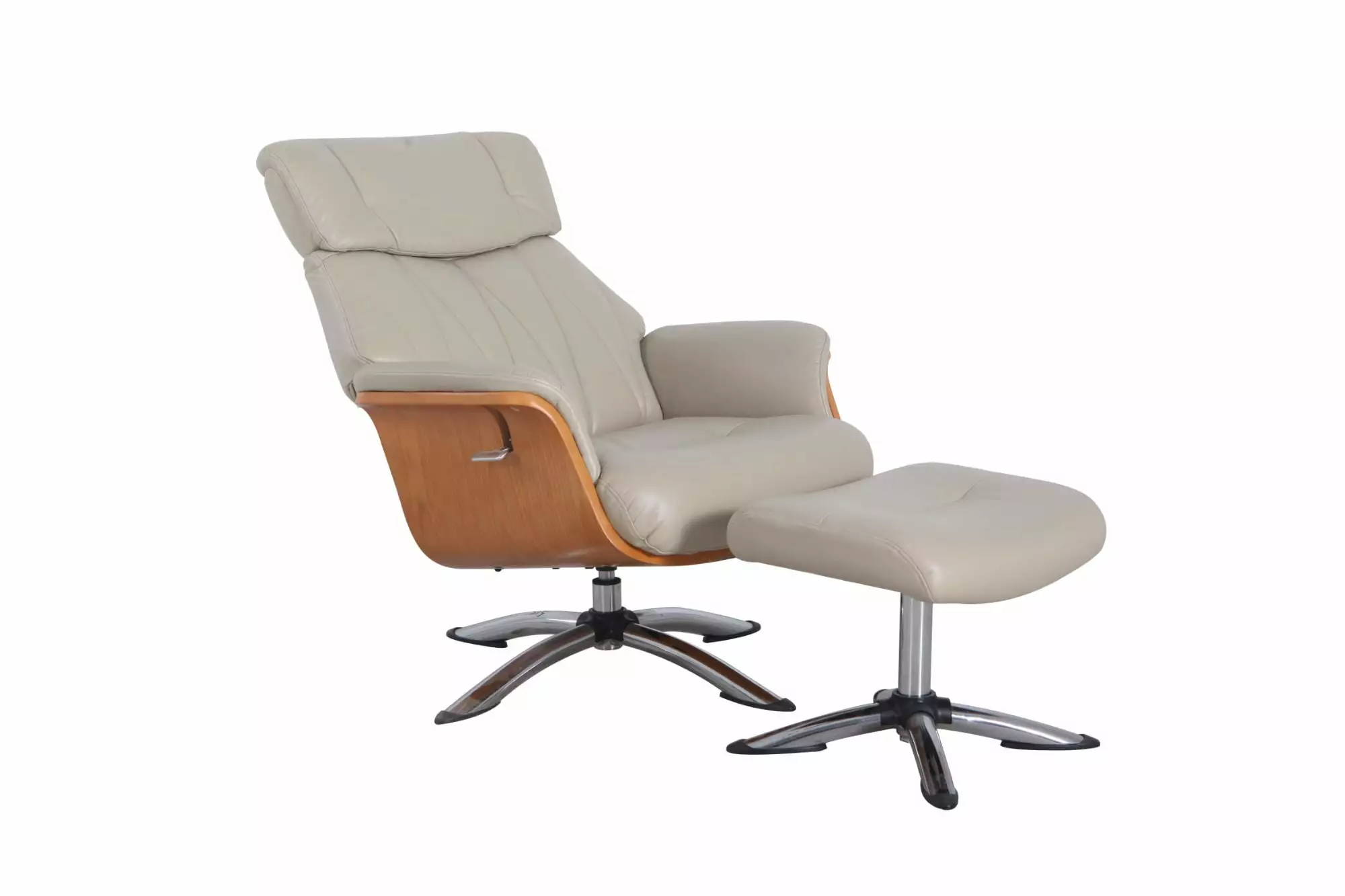 Contemporary Home Living 64.25 Inch Gray and Brown Caitlin Recliner Chair Ottoman