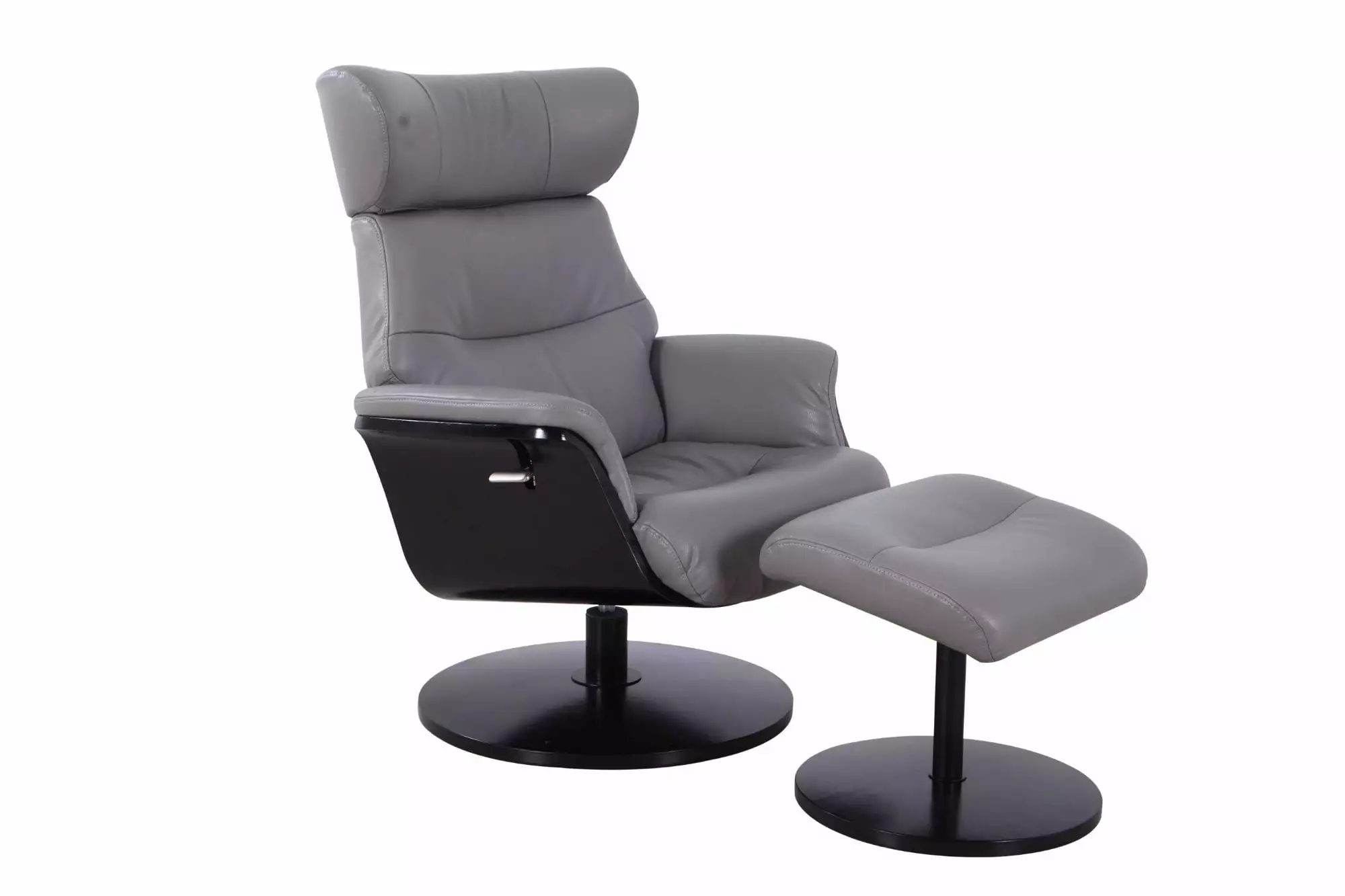 Contemporary Home Living 44 Inch Gray and Black Sennet Recliner Chair Ottoman
