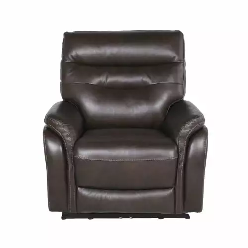 Contemporary Top-Grain Leather Recliner Set Power Footrest and Headrest Super Dope