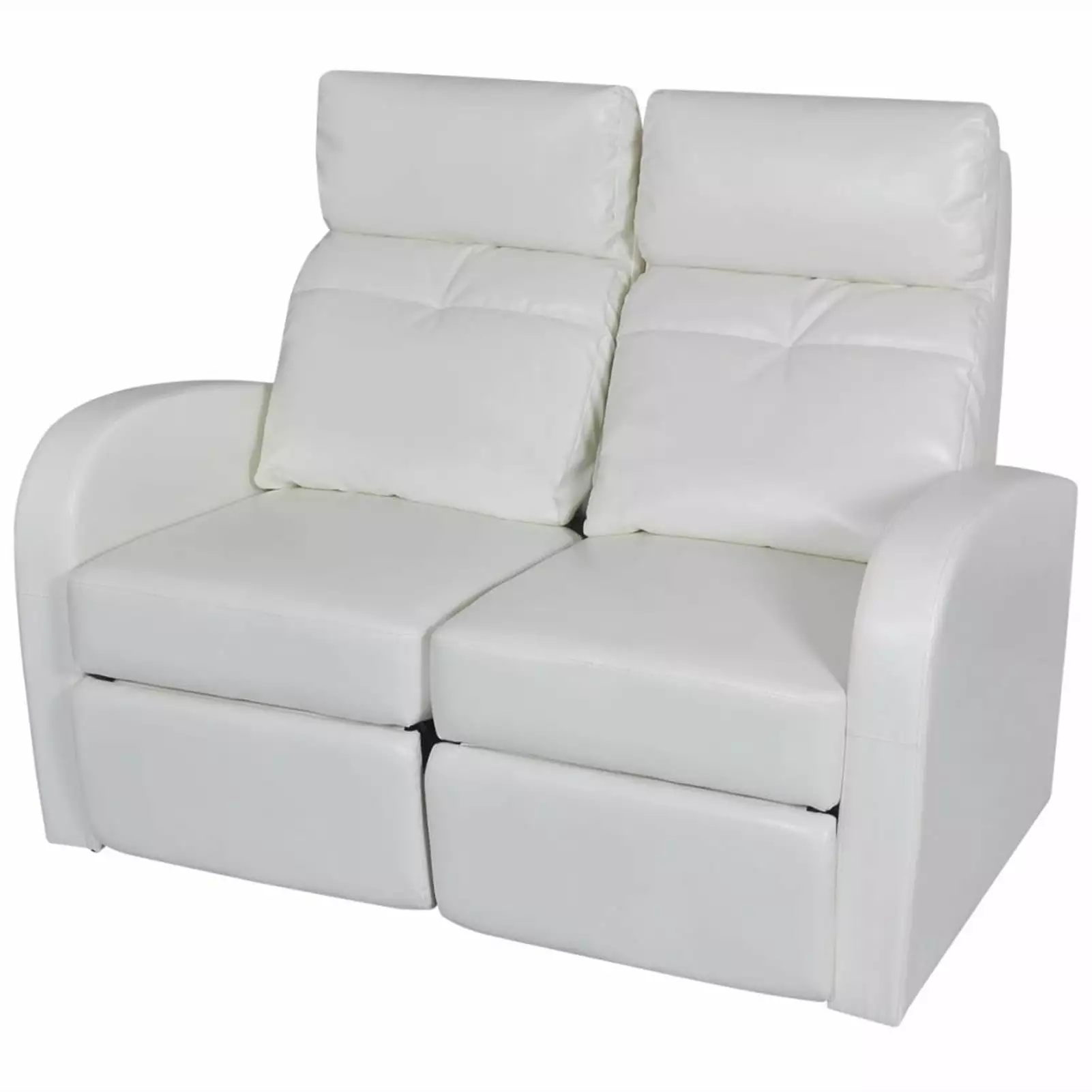 Anself 2-Seater Home Theater Recliner Sofa White Faux Leather