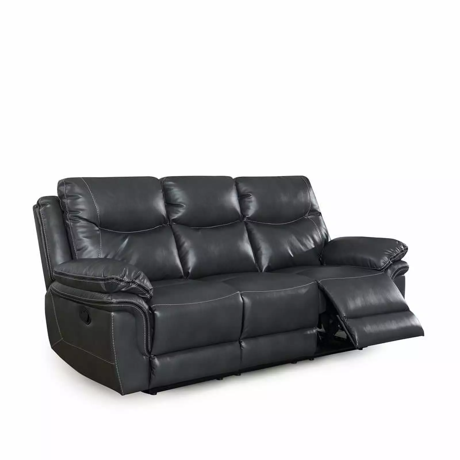 Bowery Hill Transitional Styled Recliner Sofa Gray Finish Living Room
