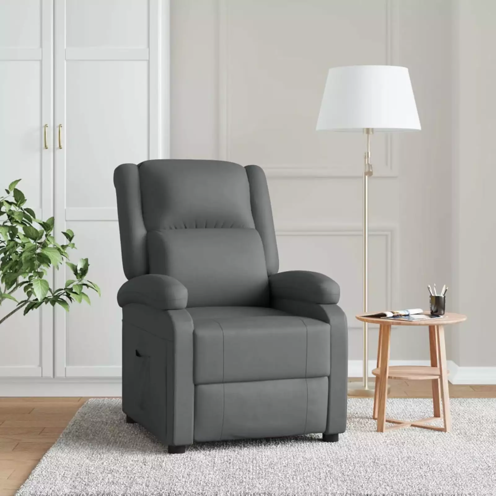 ametoys Recliner Anthracite Faux Leather Living Room Aibecy