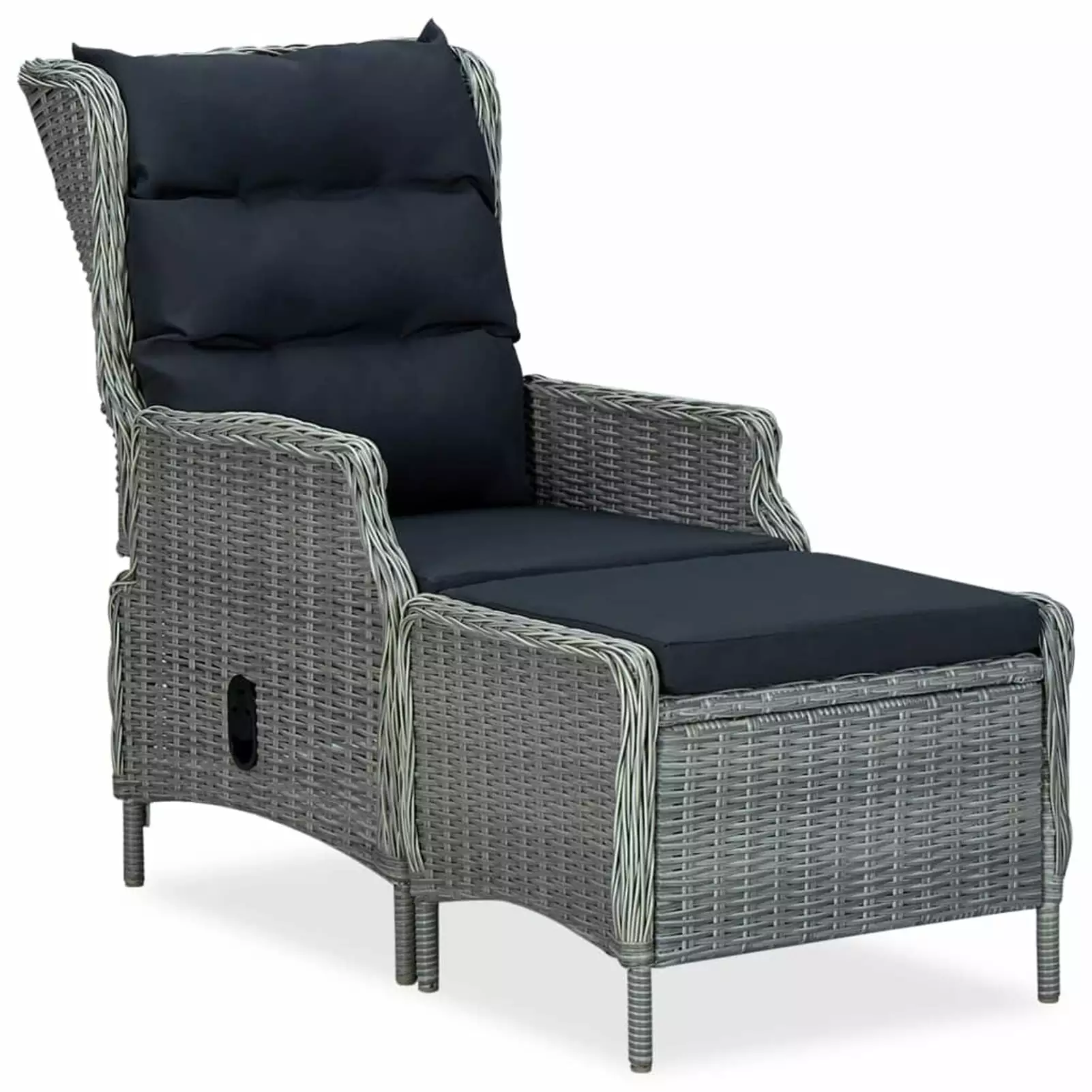 Anself Reclining Patio Chair Cushion and Footstool - Adjustable Garden Recliner Outdoor Use