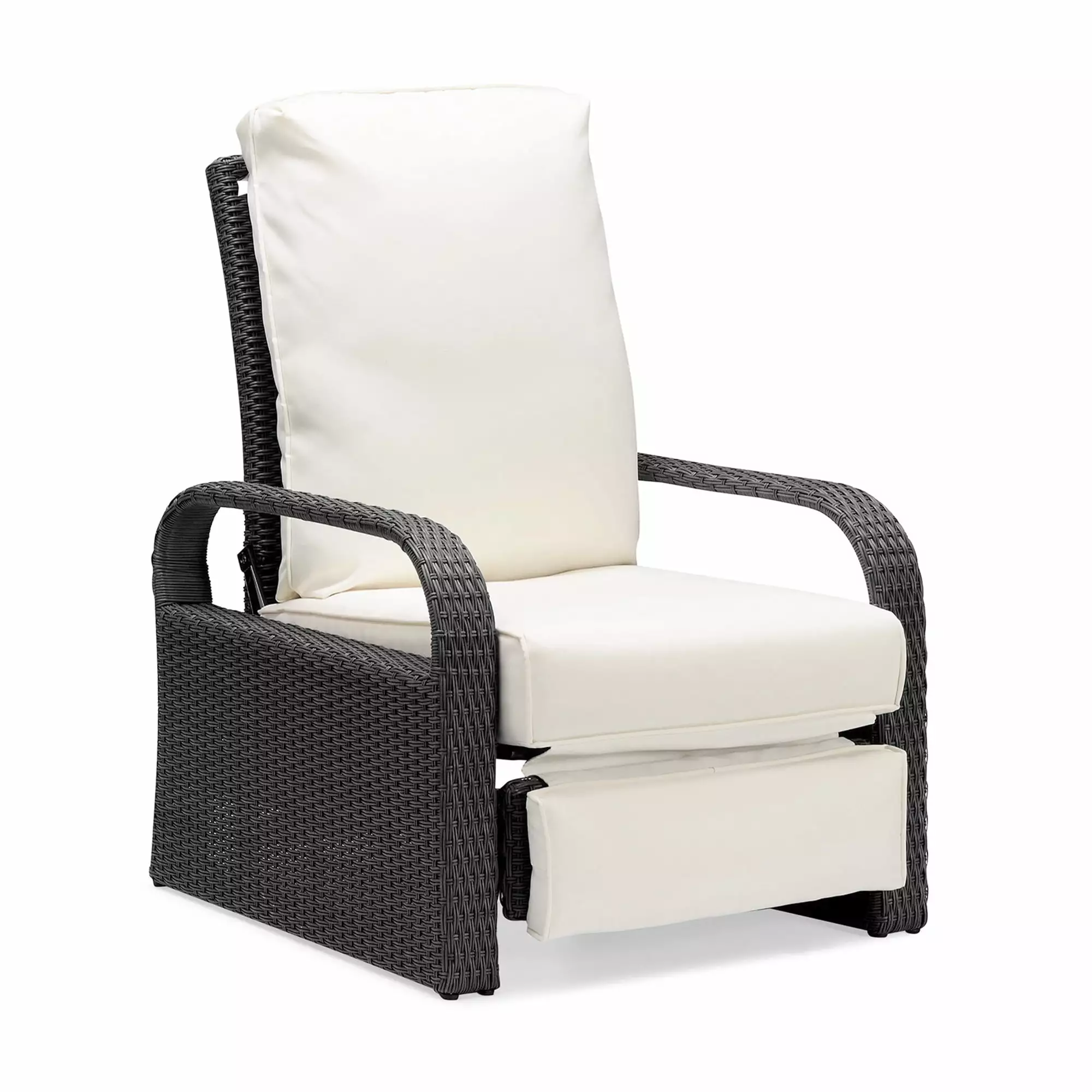 Outdoor Garden Recliner Automatic Adjustable Wicker Lounge Chair Thick Cushion ANTFURN