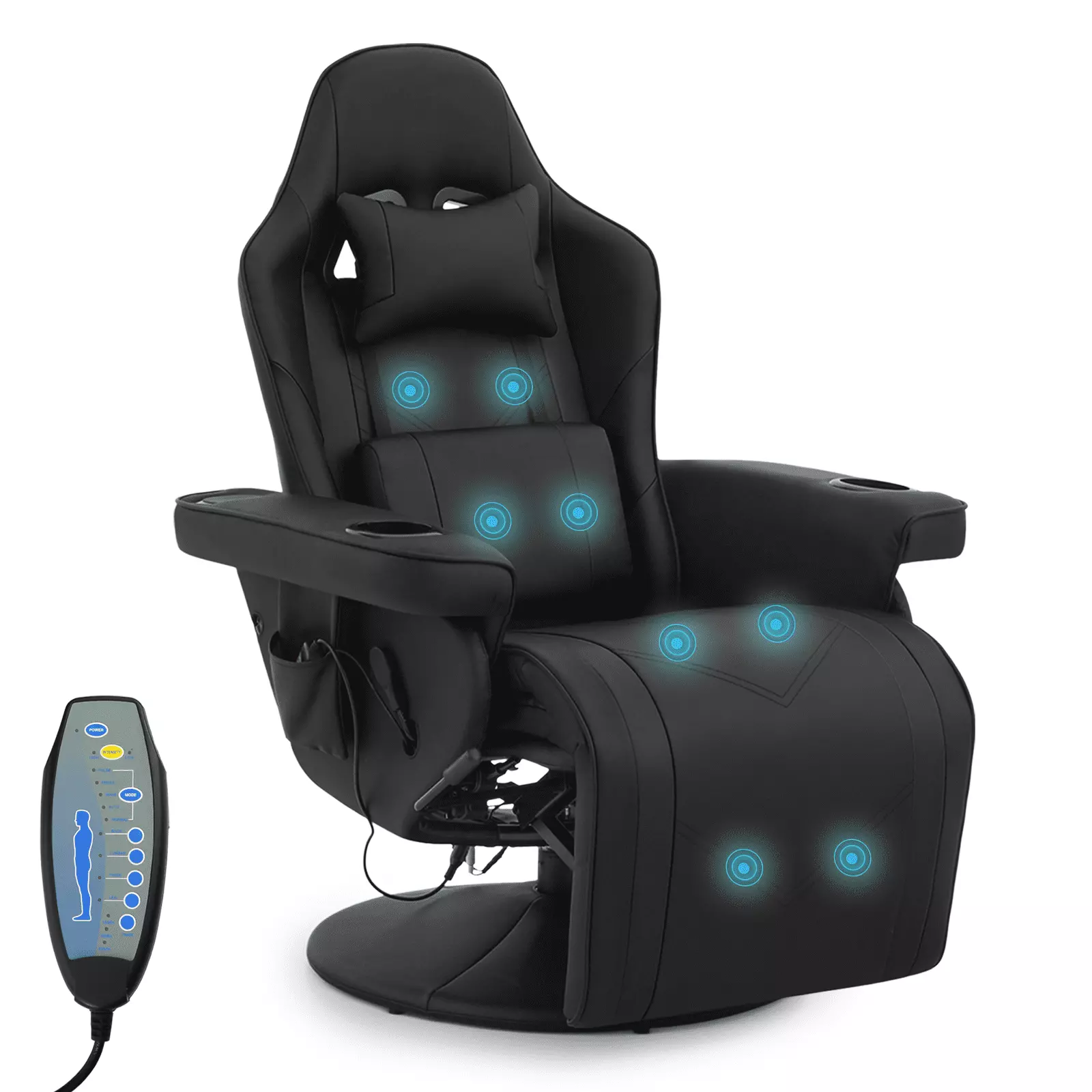 BEZT Ergonomic Gaming Recliner Chair Bluetooth Speakers Black