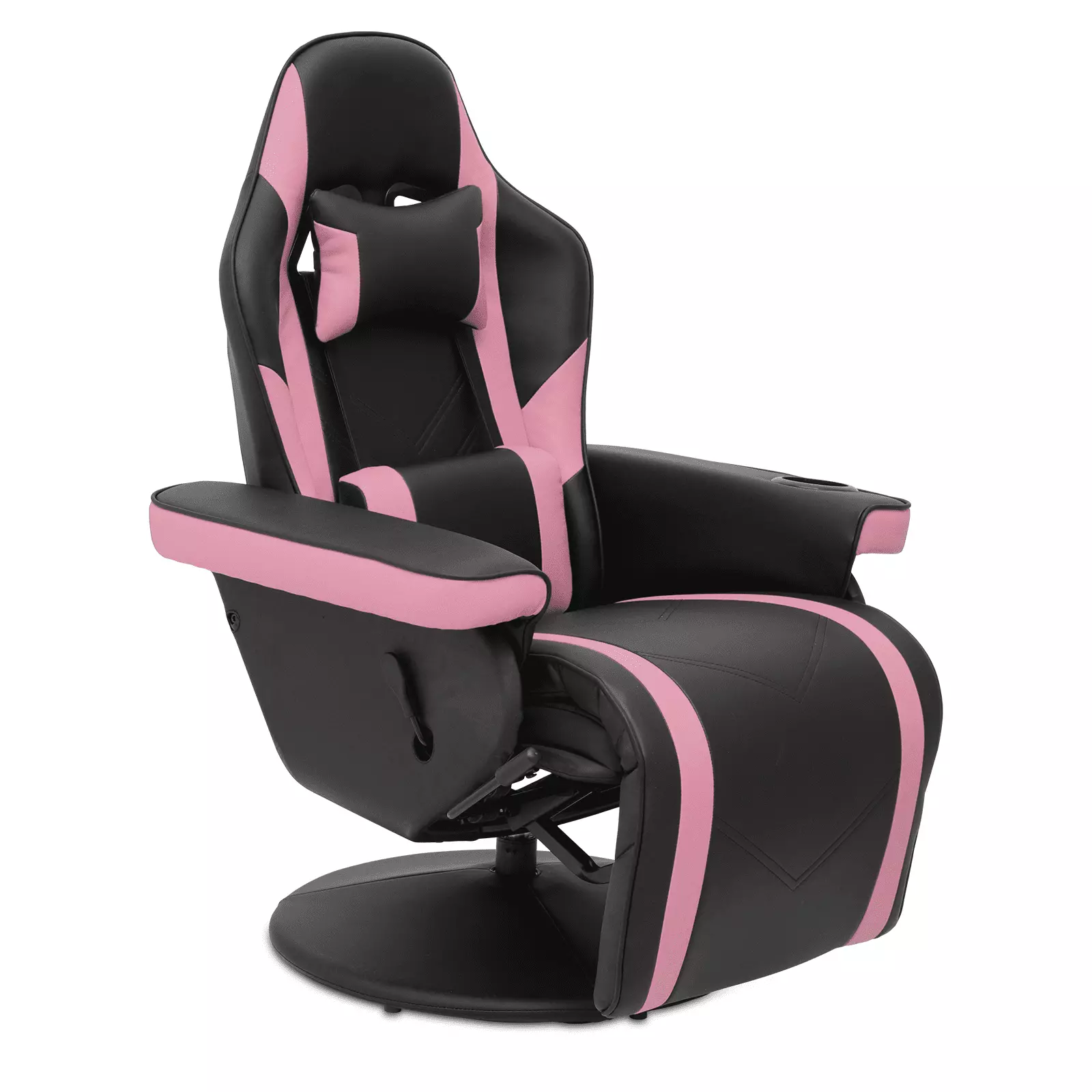 BEZT Gaming Recliner Chair Racing Style Ergonomic High Back Swivel PU Leather Adjustable Backrest Pink