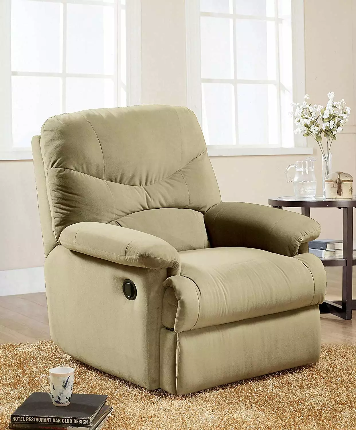 CoSoTower Arcadia Beige Microfiber Recliner Motion Function