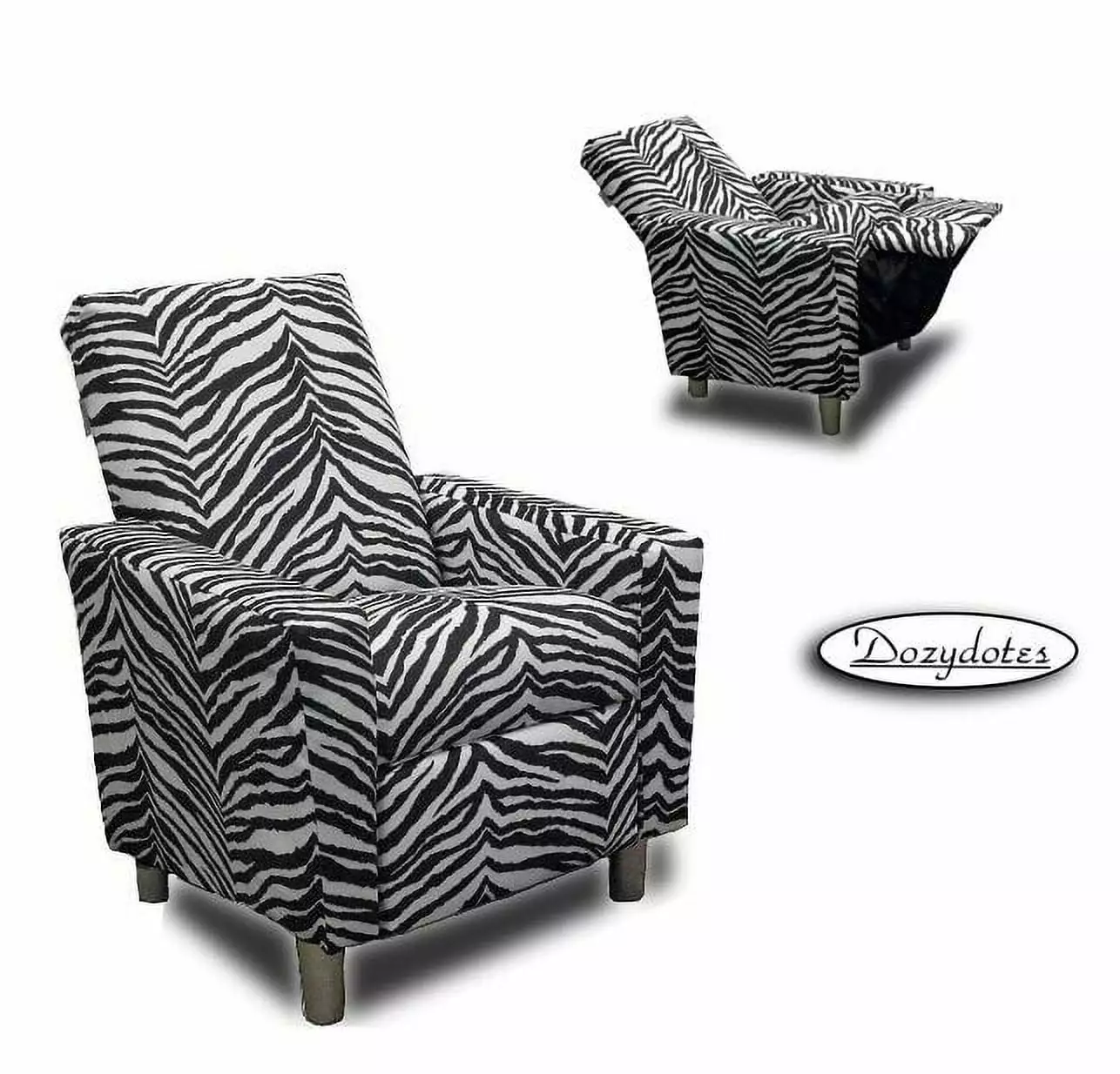 Modern Kids Club Recliner Zebra Micro Suede - Stylish and Comfortable Designed to Furnish