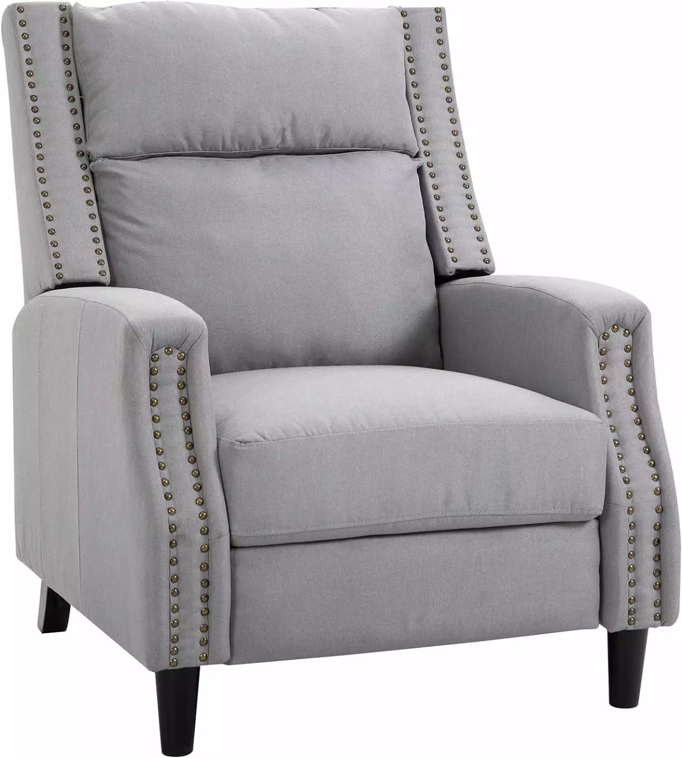 Elegant Manual Recliner Single Sofa Chair Pushback Retractable Footrest Grey