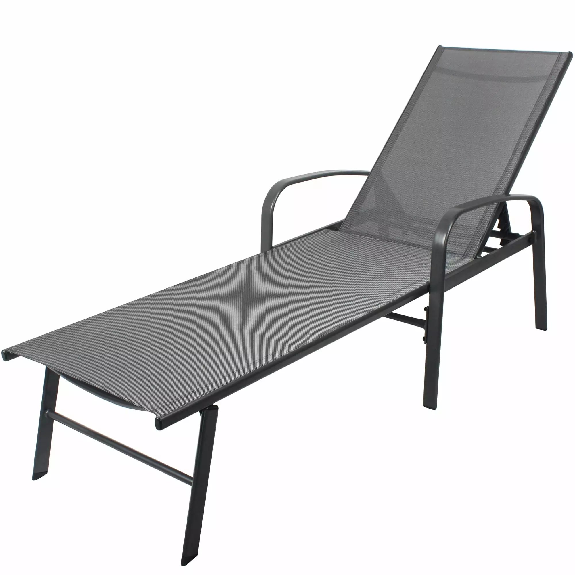 Gray Outdoor Recliner Rust-Resistant Steel Construction and Adjustable Positions - Durable and Comfortable General