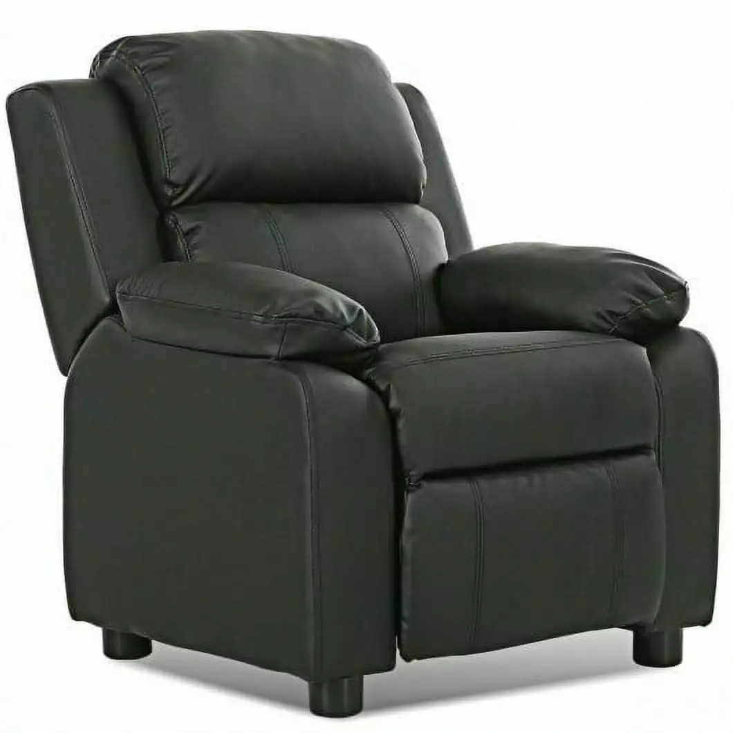 Kids Deluxe Headrest Recliner Sofa Chair Storage Arms Black - Comfortable and Functional Generic