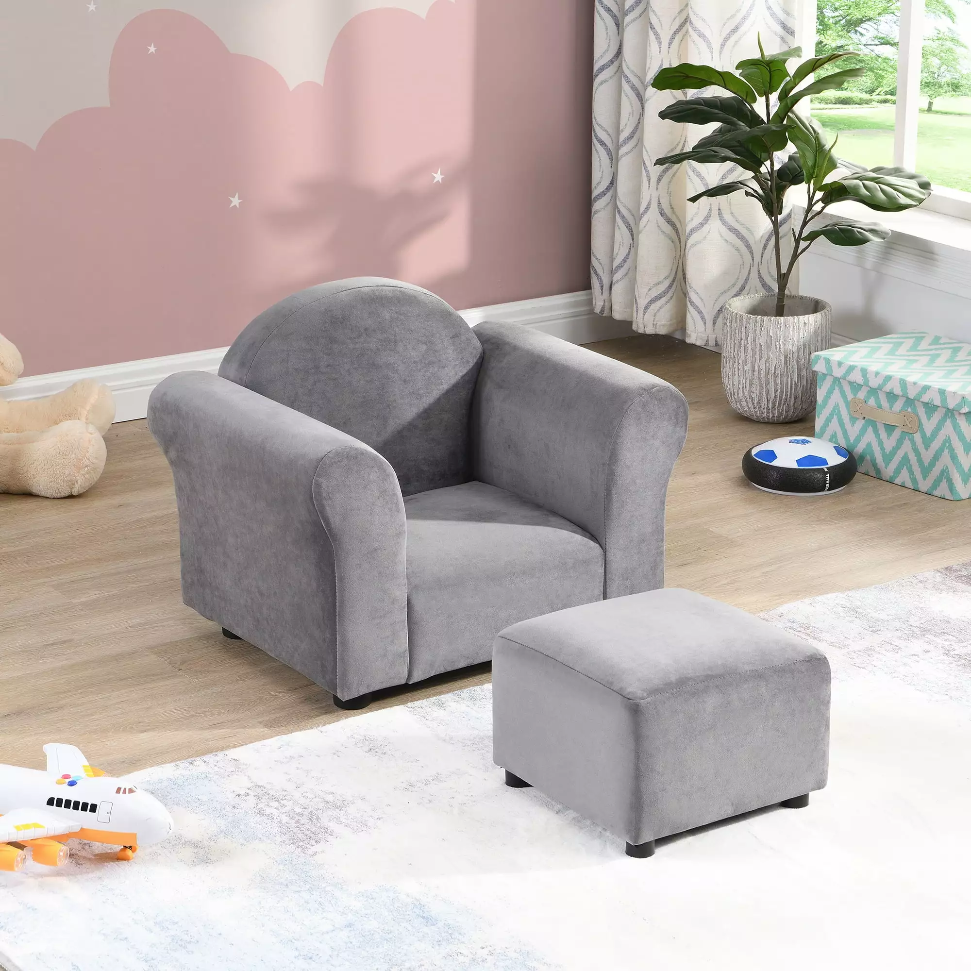 Kids Recliner Chair Upholstered Couch Ottoman Children's Room Playroom GUTALOR