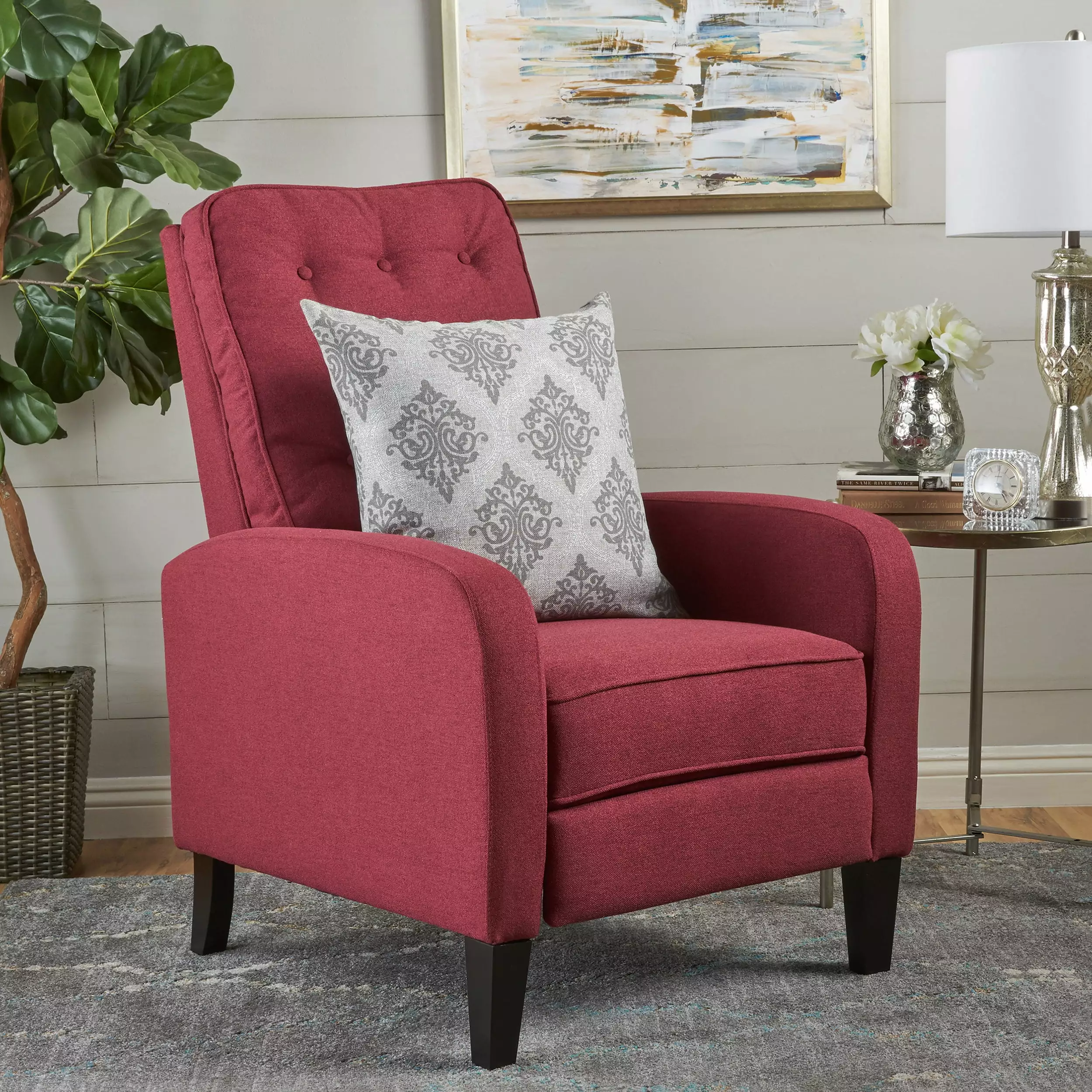 Recliner Red Plush Comfort Living Room Chair Jamini