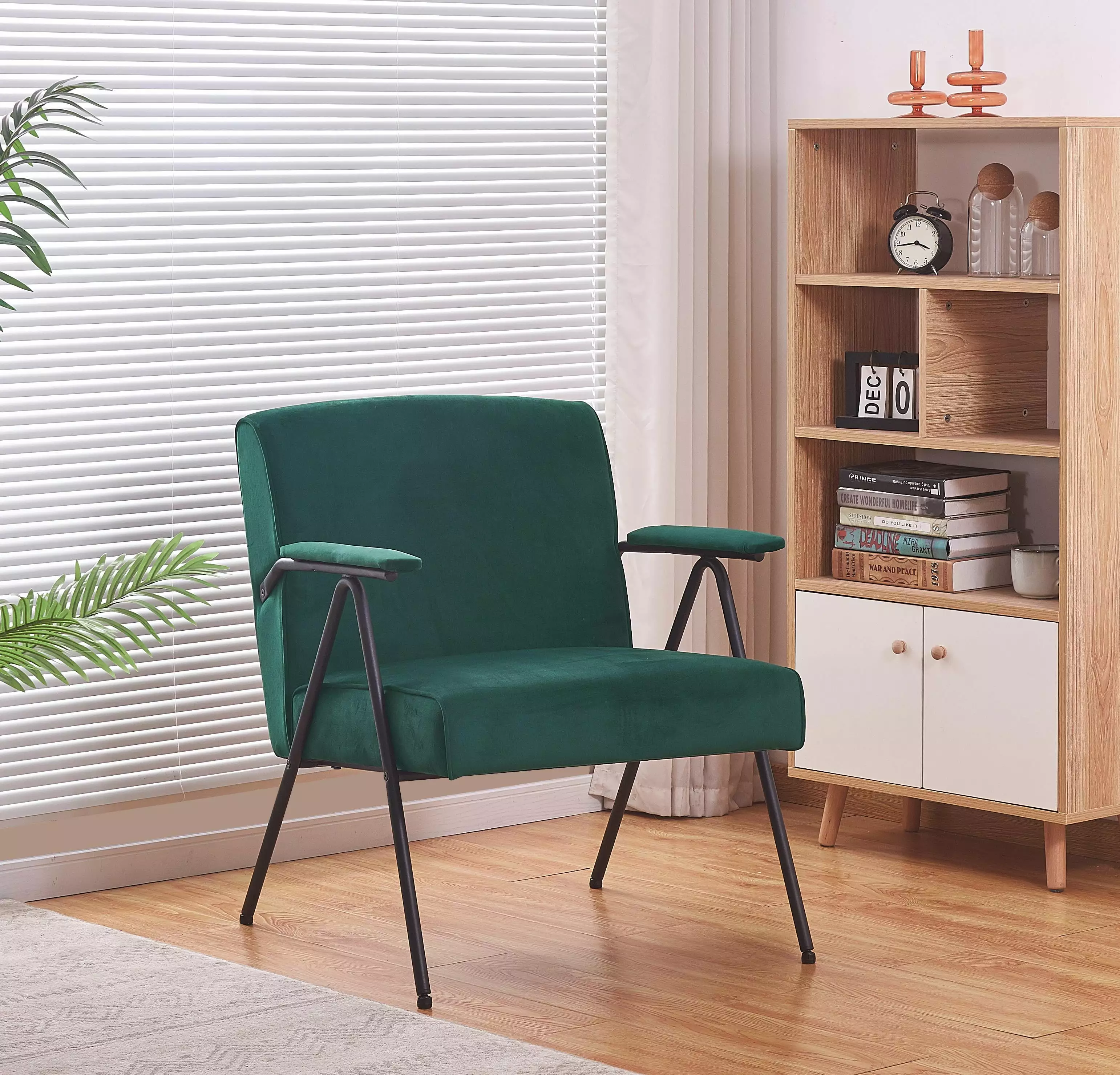 UBesGoo Black Metal Frame Recliner Living Room and Bedroom Green
