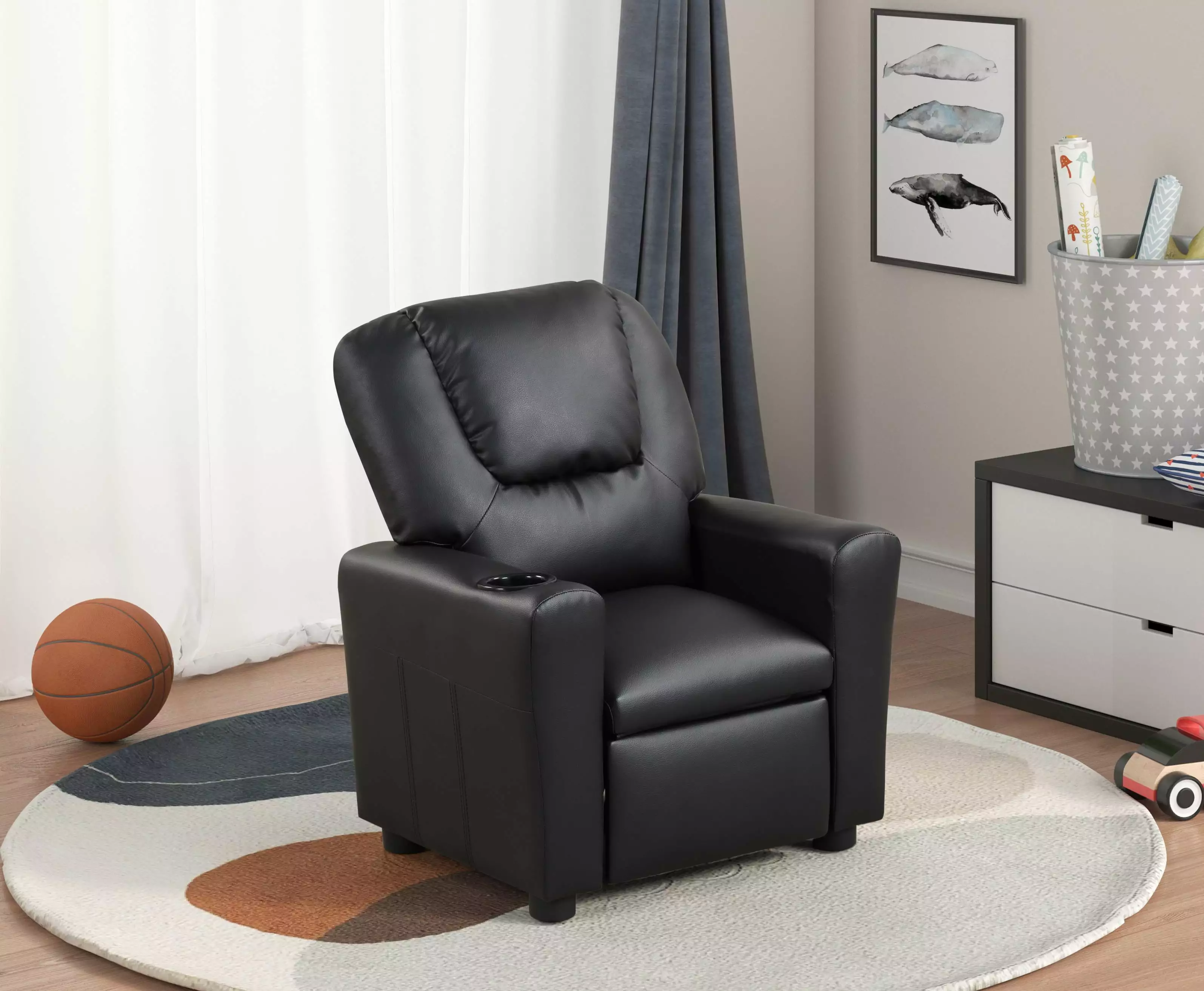 Kids Recliner Chair Black - Adjustable Child's Lounge Chair Comfortable Design Yeah Depot