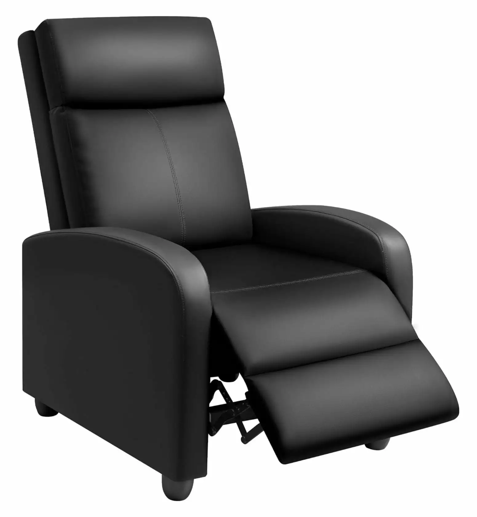 YeSayH Recliner Chair Adults Modern PU Leather Adjustable Reclining Chair Footrest Black
