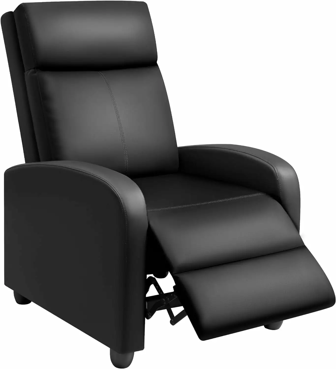 Recliner Chair Adults Modern PU Leather Adjustable Reclining Chair Footrest Black YOJFOTOOU