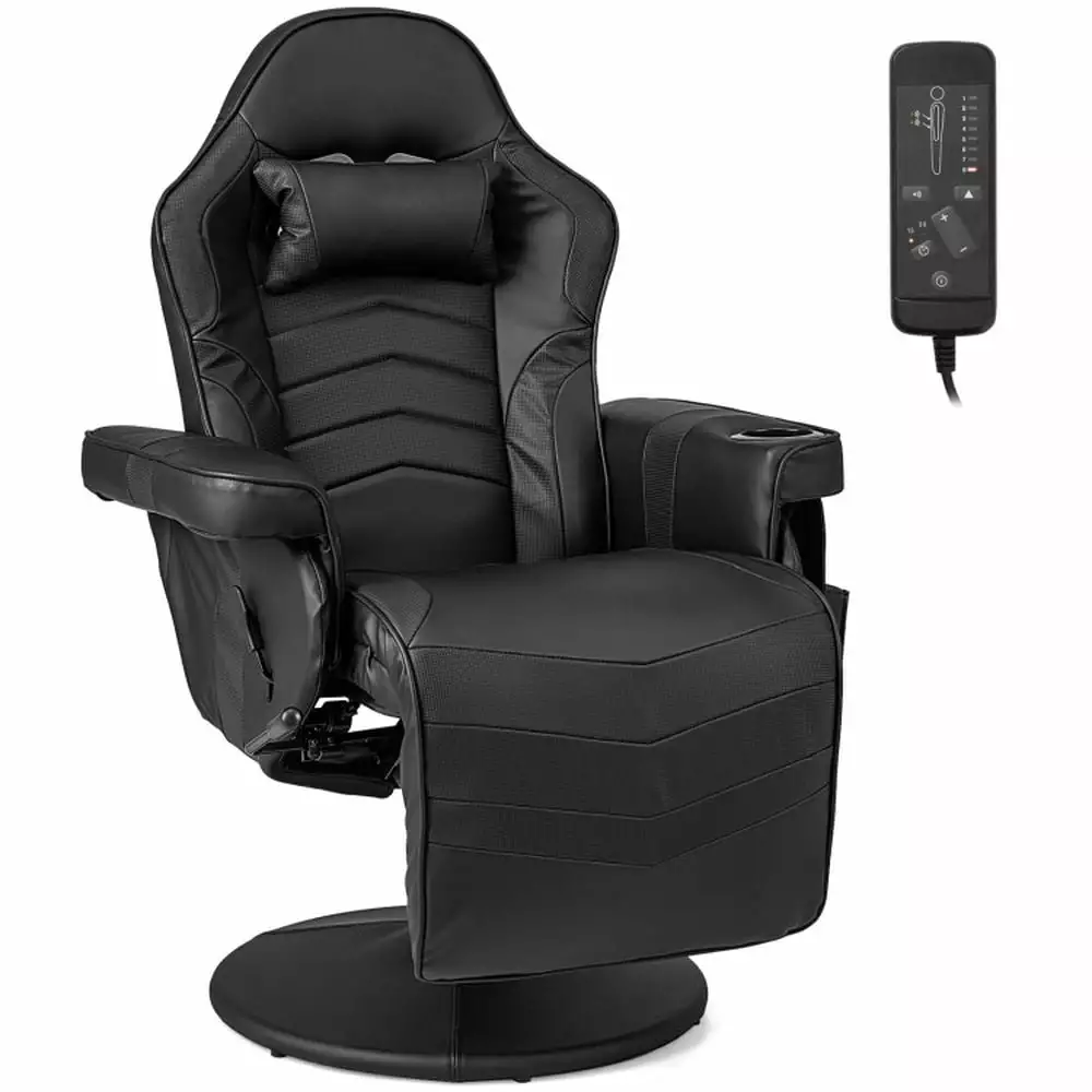 YYAo Ergonomic Massage Gaming Recliner Chair Adjustable Height Black