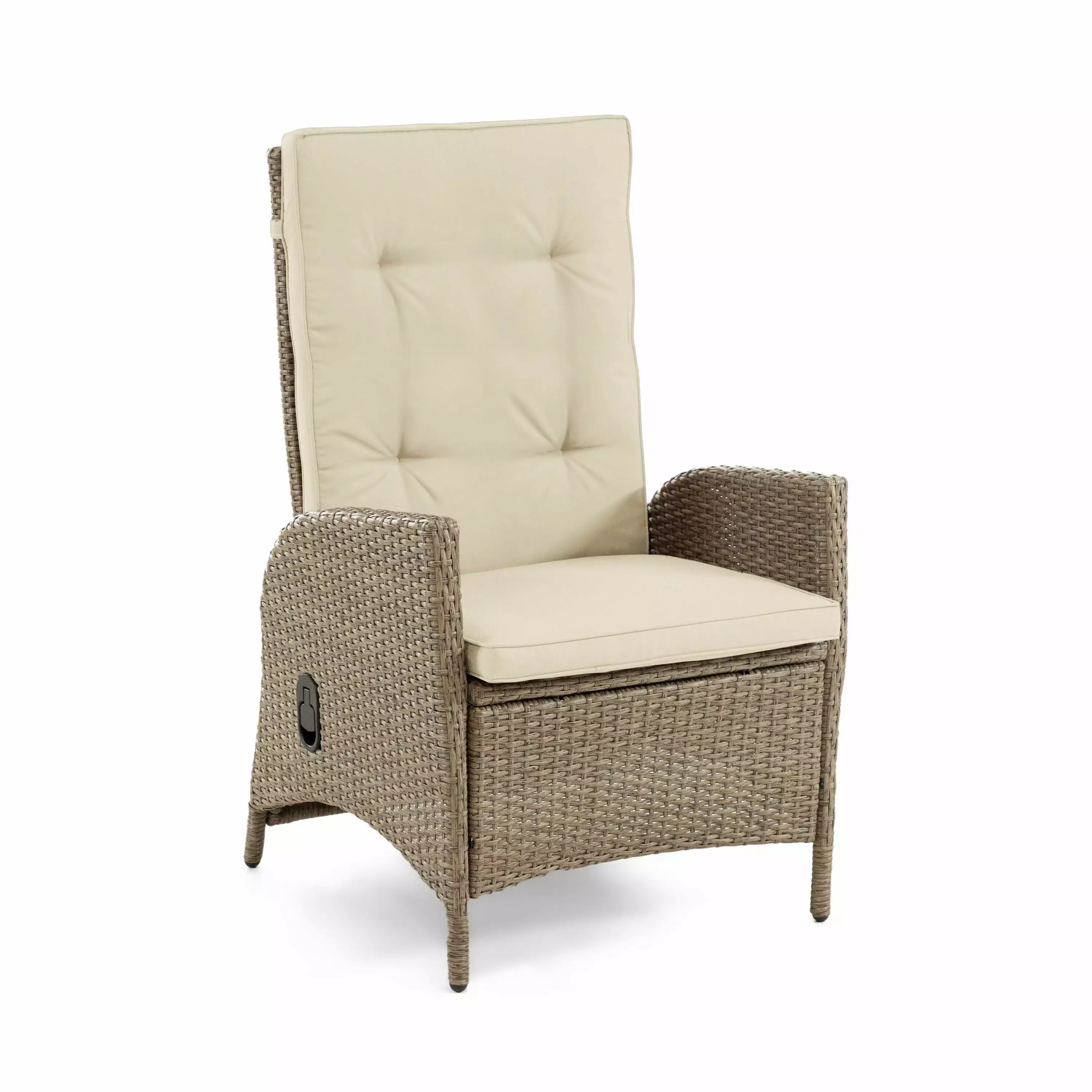 Greemotion Garda Beige 4-Piece Outdoor Gas Spring Reclining Chairs Ottomans Patio Furniture Set