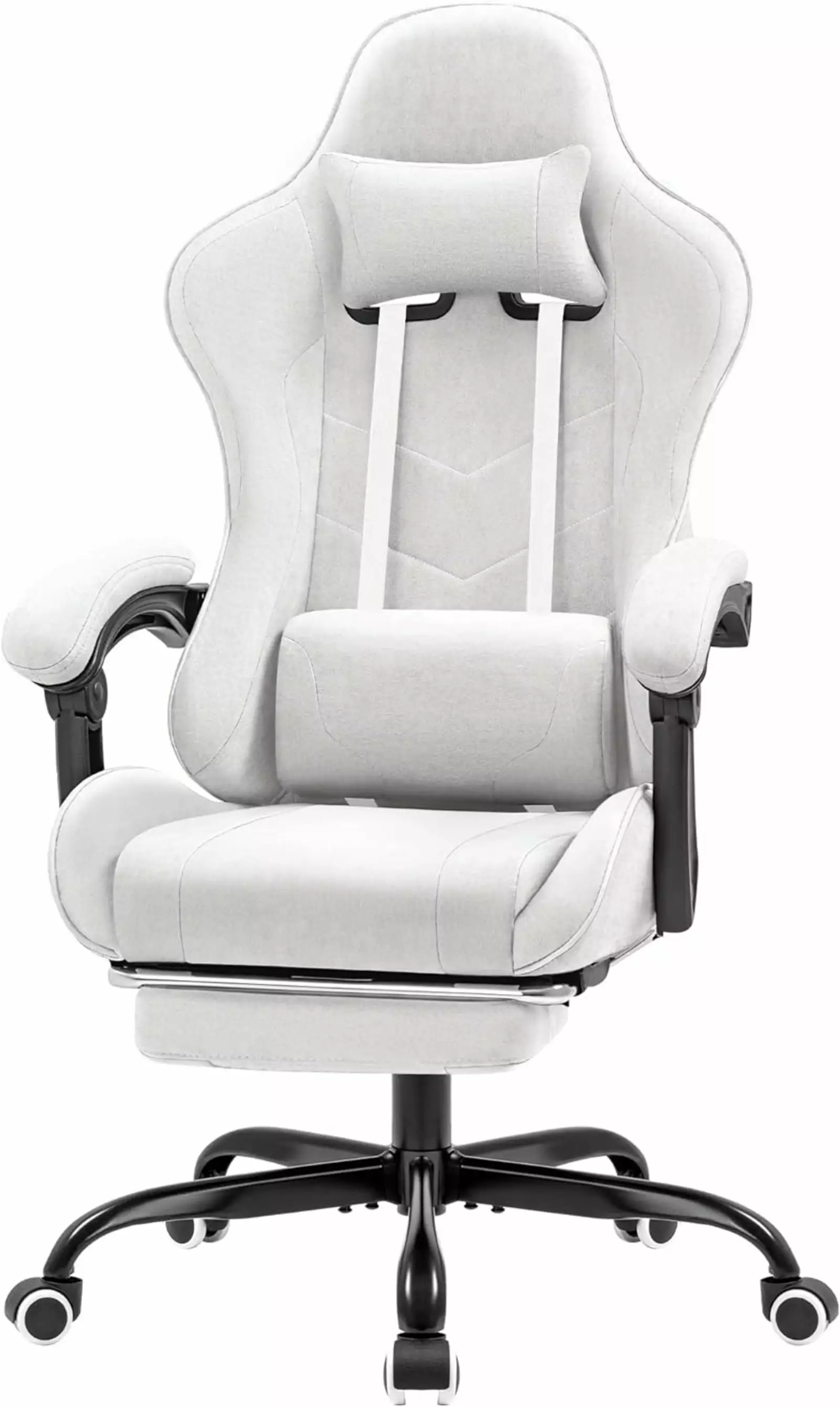 FHWM-C Gaming Chair Footrest Massage Lumbar Support High Back Reclining Linkage Armrests Gray