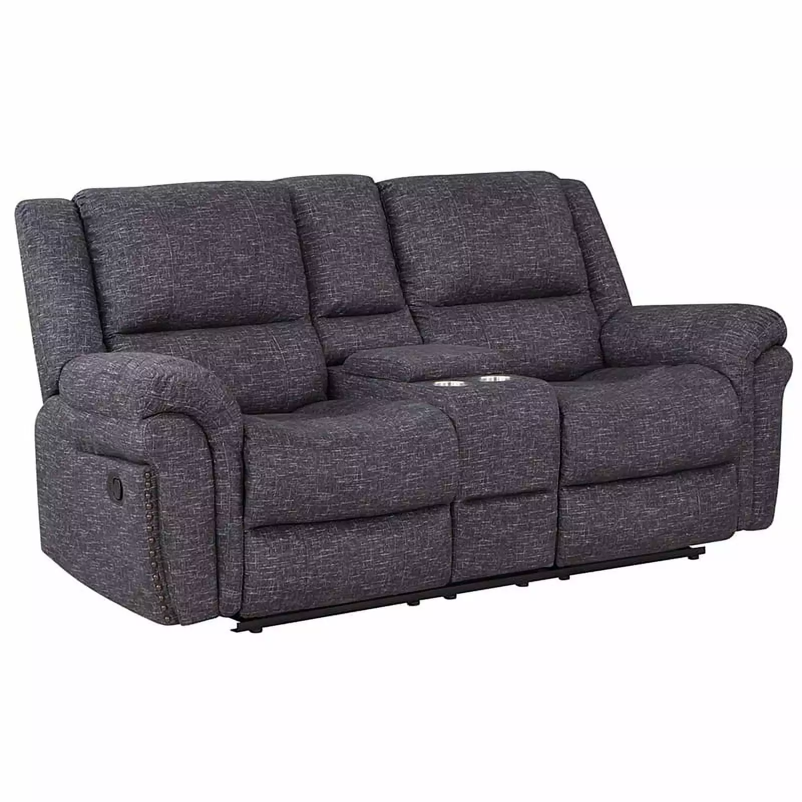 Pemberly Row Contemporary Padded Reclining Loveseat Gray Finish