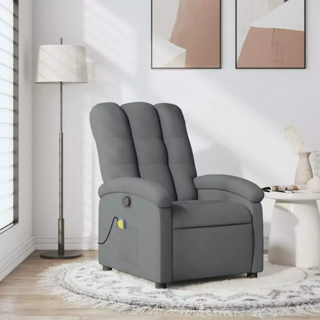 Uteam Dark Gray Fabric Massage Recliner Chair Comfort and Relaxation