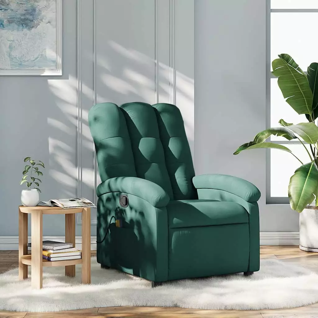 Uteam Dark Green Fabric Massage Recliner Chair Relaxation and Home Use