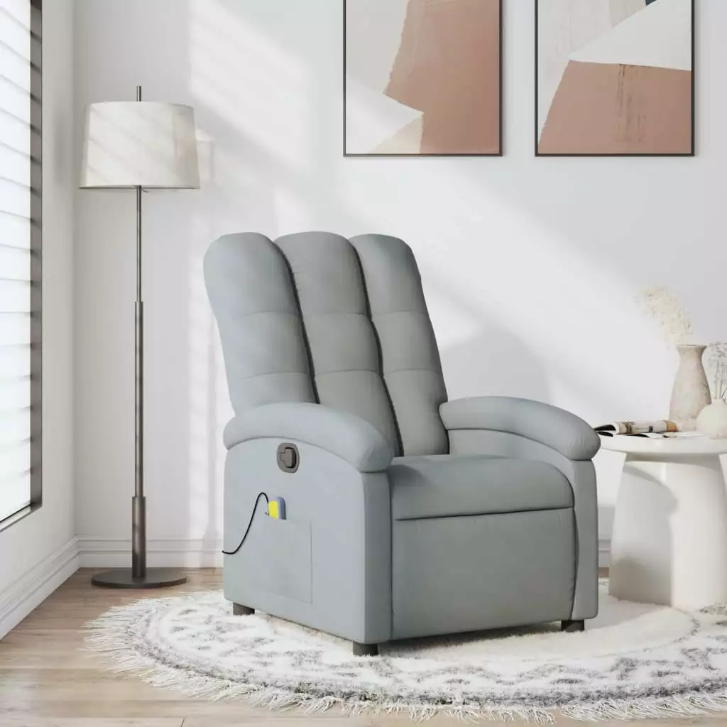 Uteam Light Gray Fabric Massage Recliner Chair Relaxation and Comfort