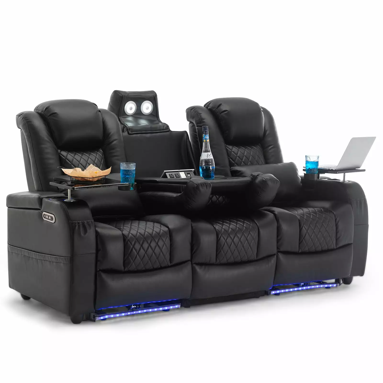 Home Theater Seating Seats Ambient Lighting and Reading Lights - Black - Row 3 ATKELITION