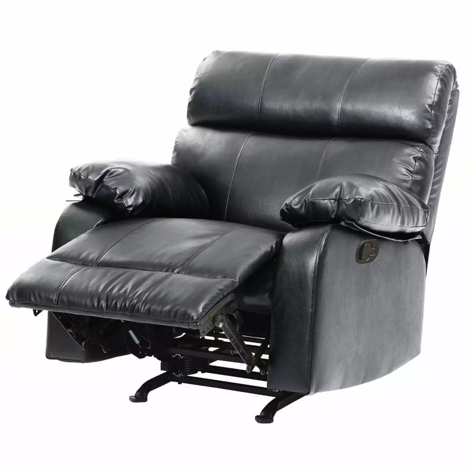 Bowery Hill Contemporary Faux Leather Rocker Recliner Black Living Room