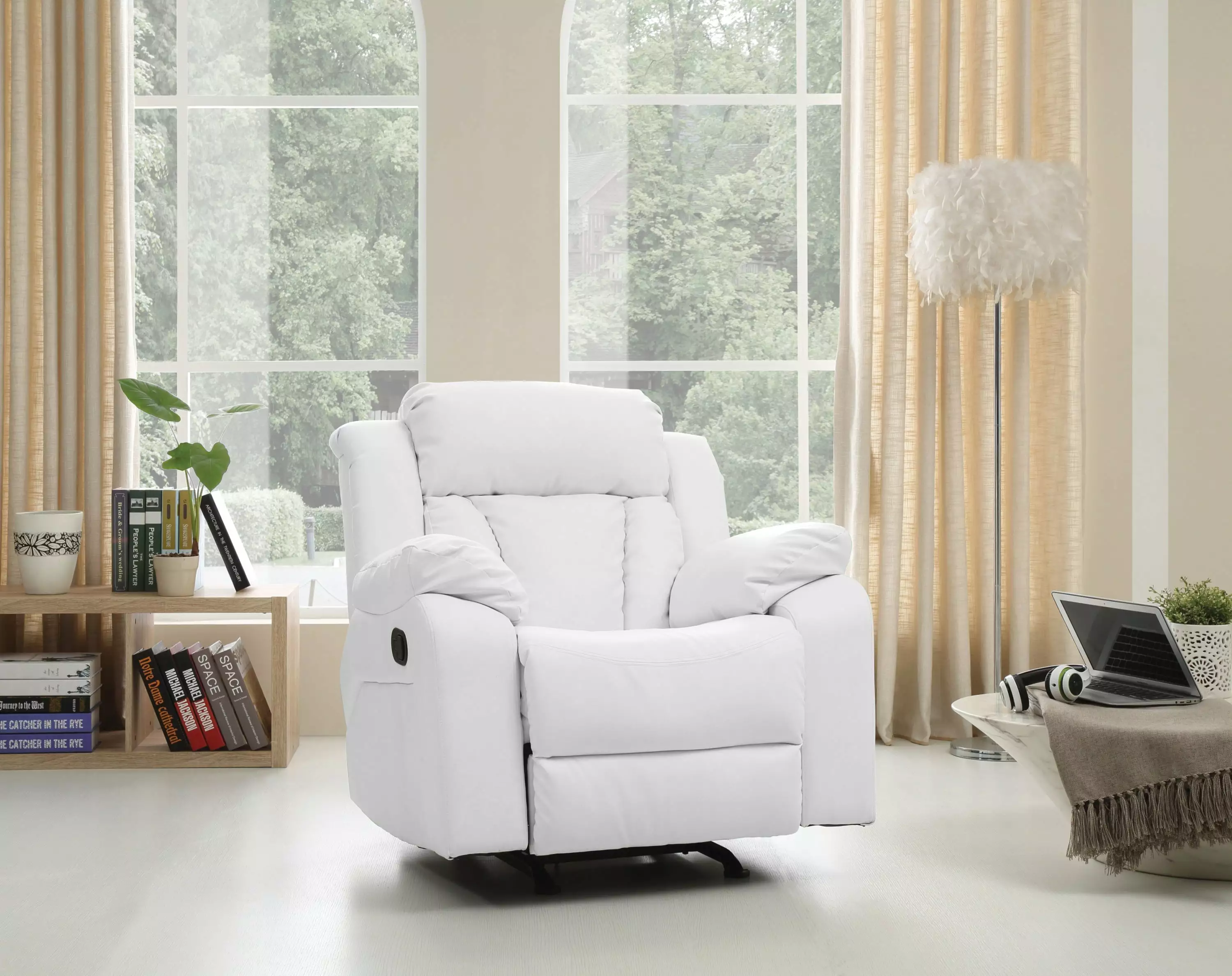 Daria Rocker Recliner White Living Room Comfort Go Green Woods
