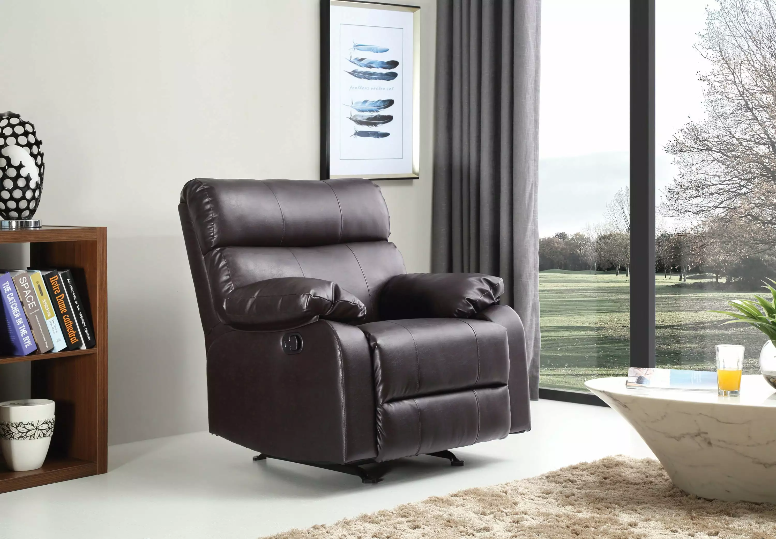 Taylor Rocker Recliner Dark Brown Comfortable Rocking Recliner Chair Living Room Go Green Woods
