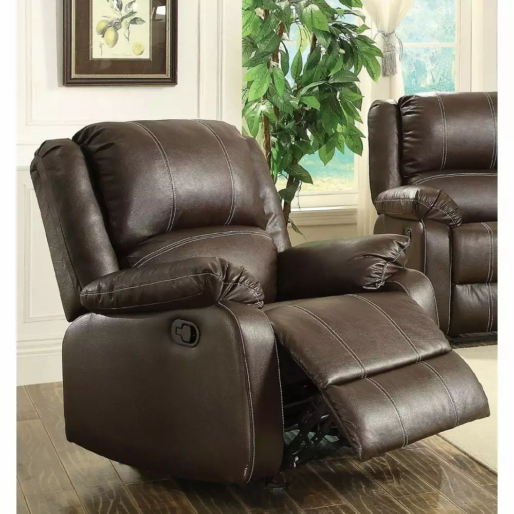 Vortex Rocker PU Recliner Chair Brown Go Green Woods