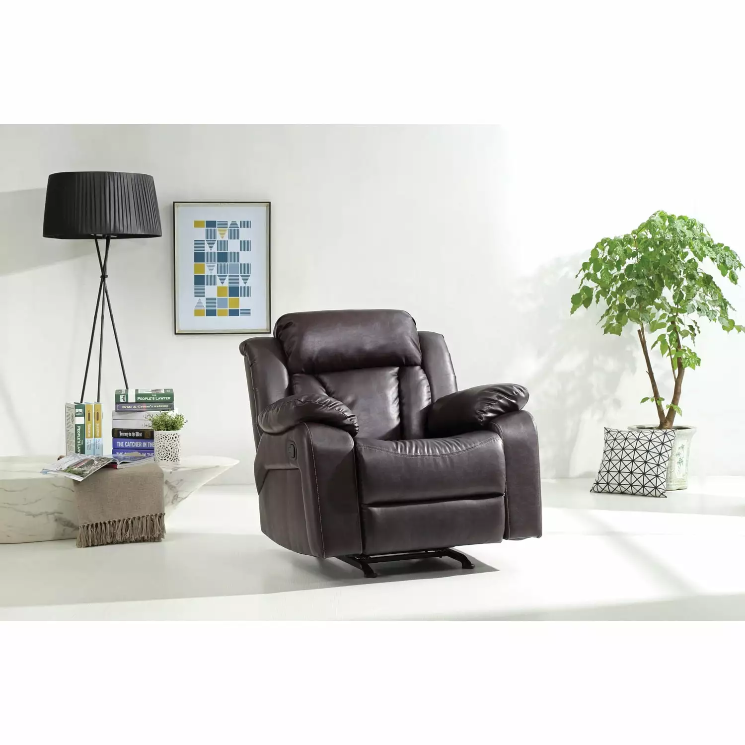 HomeStock City Chic Rocker Recliner Dark Brown Stylish Living Rooms
