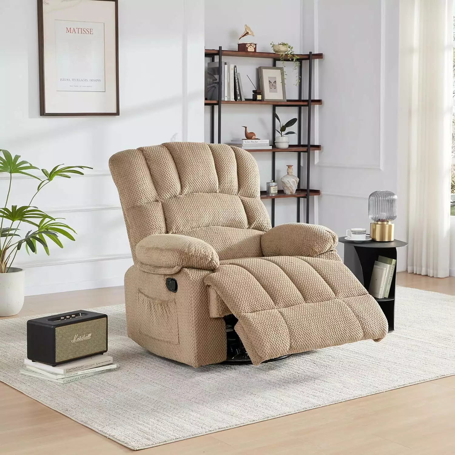 360° Rocking Swivel Rocker Recliner Chair - Oversized Manual Nursery Glider Living Room HOMIQUEEN