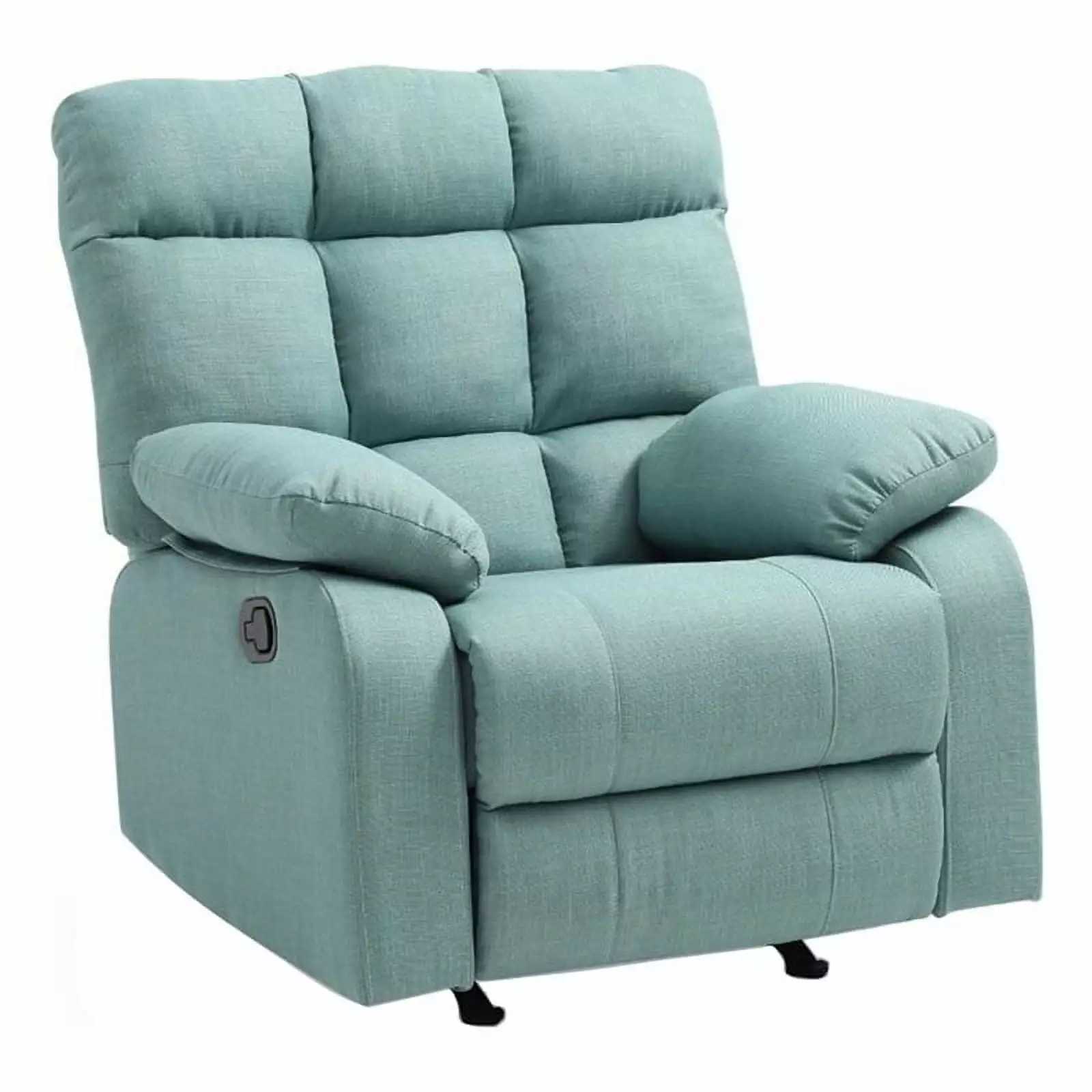 Maklaine Contemporary Teal Turquoise Fabric Rocker Recliner Chair Modern Living Room Furniture