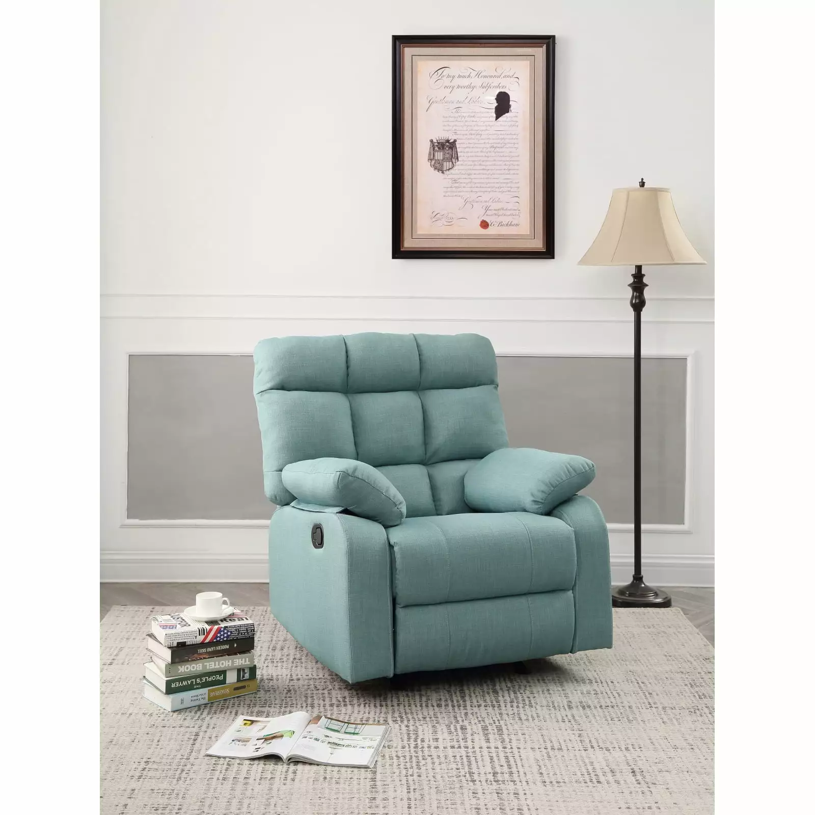 Miekor Furniture Cindy G556-RC Rocker Recliner Teal Comfortable Living Room Chair