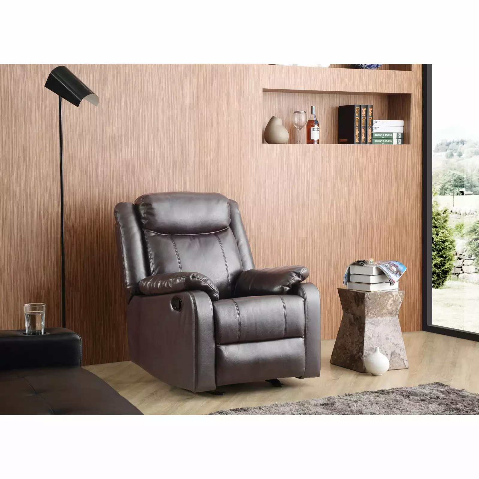 Miekor Furniture Ward G760A-RC Rocker Recliner Dark Brown