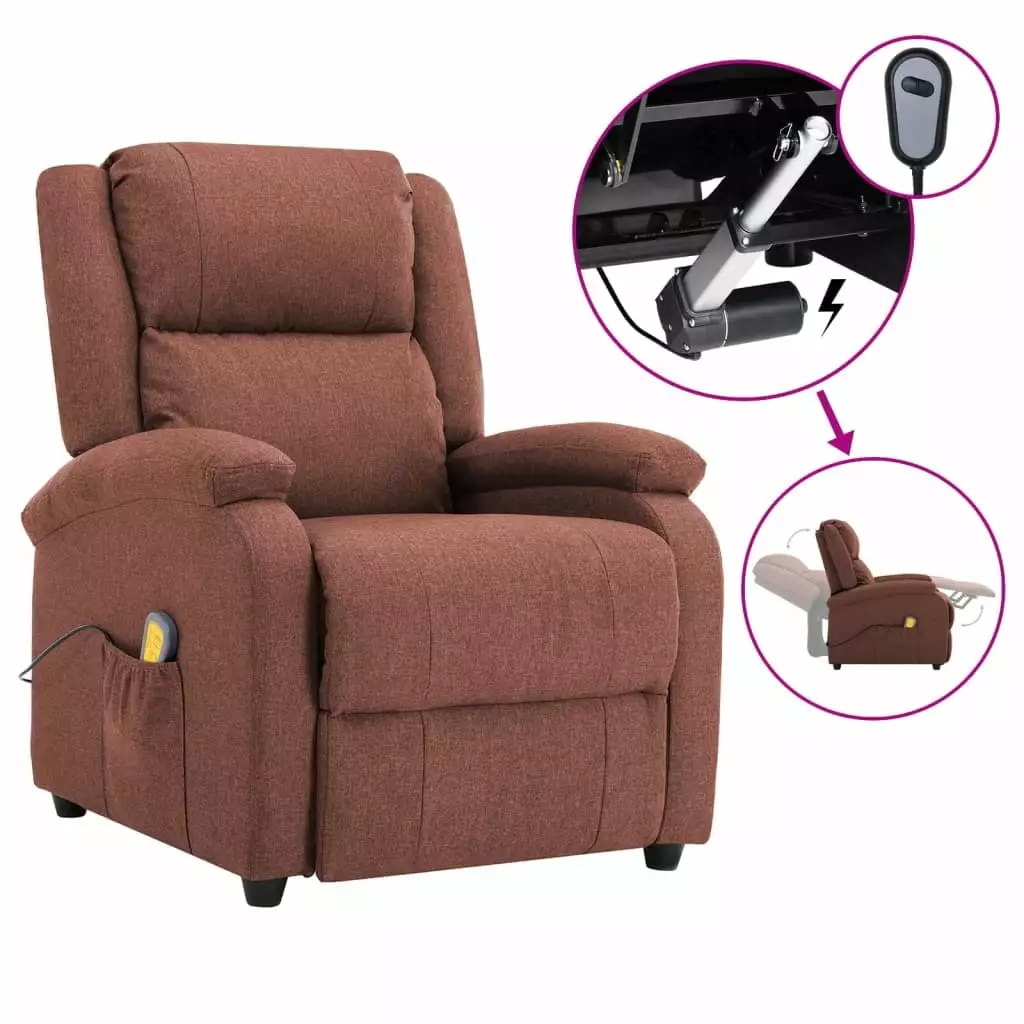 Brown Fabric Swivel Massage Rocker Recliner Chair Heat Living Room Ocervd