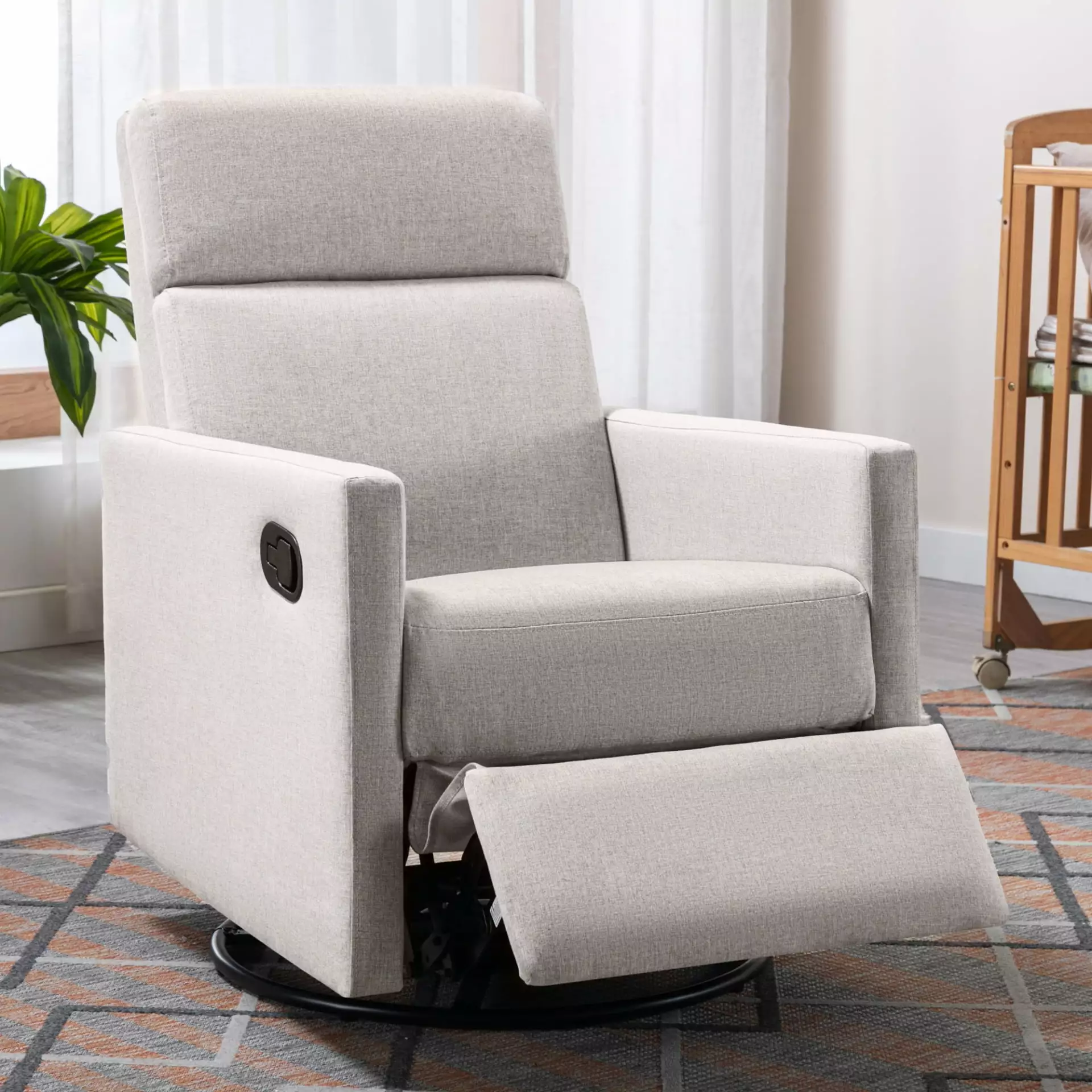 Tan Modern Upholstered Nursery Rocker Chair Glider Swivel and Recliner Design Ponnky