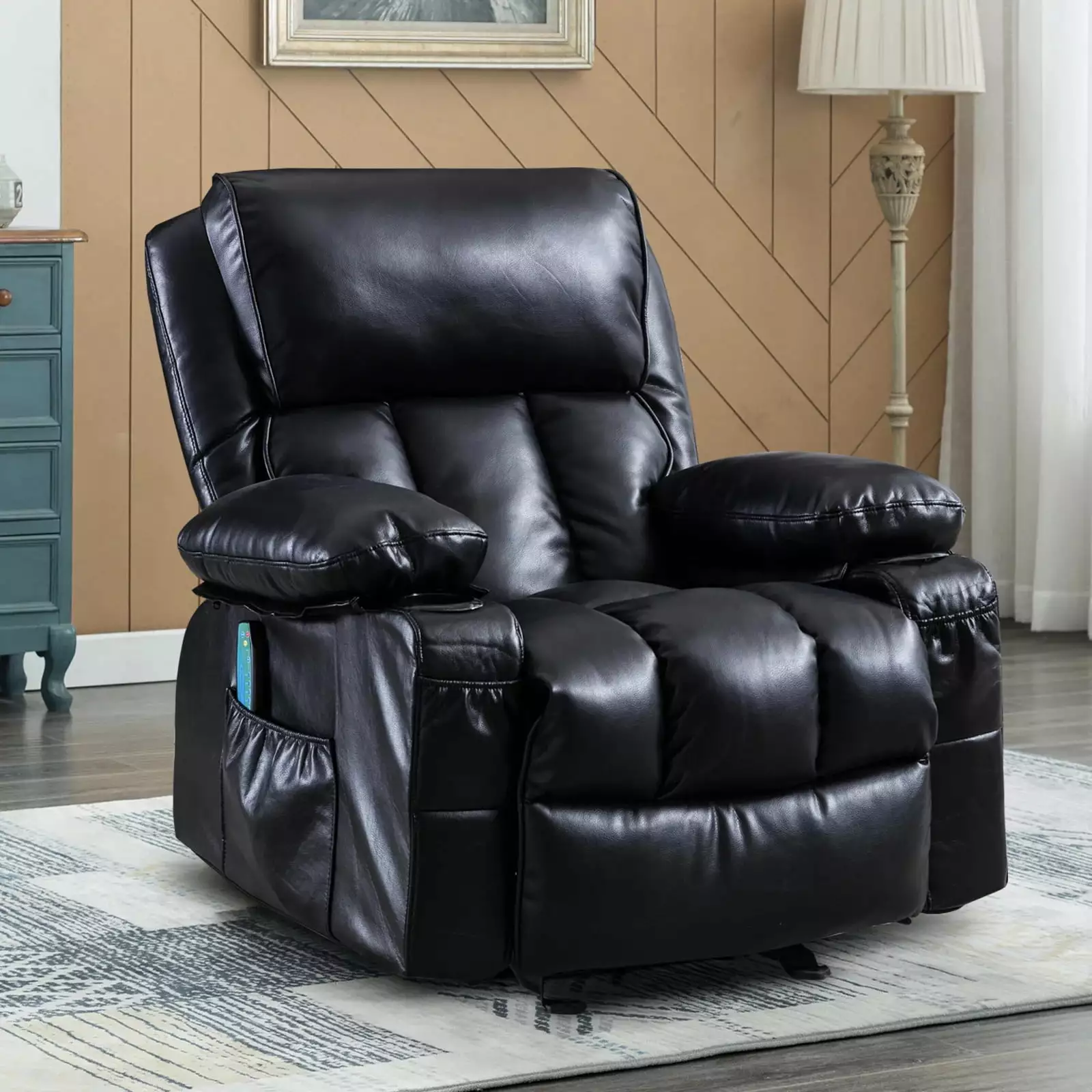 Recliner Chair Living Room Rocking Function and Side Pocket