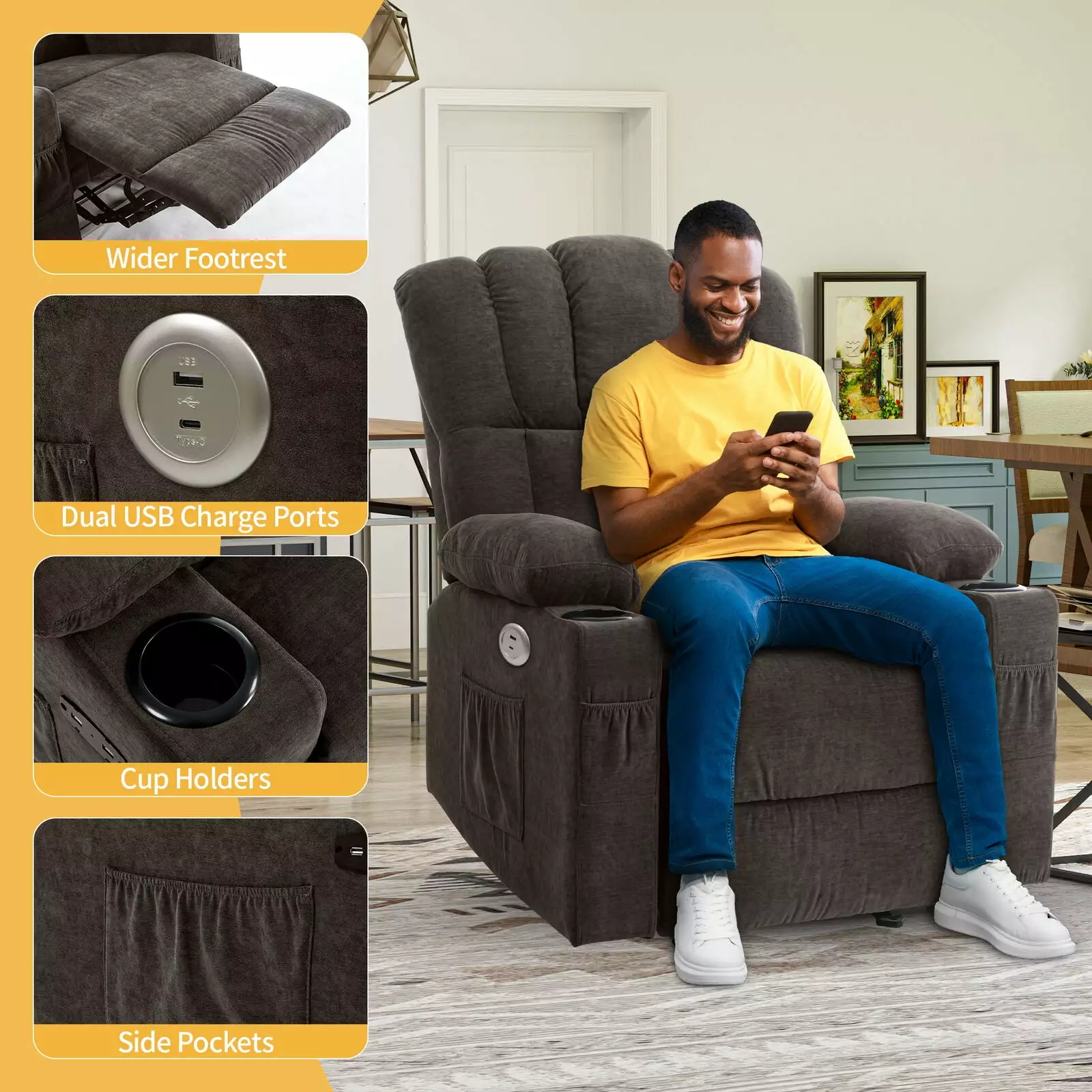 ZGBY Manual Rocking Recliner Chair Massage and Heat Elderly ZGBY Home Products