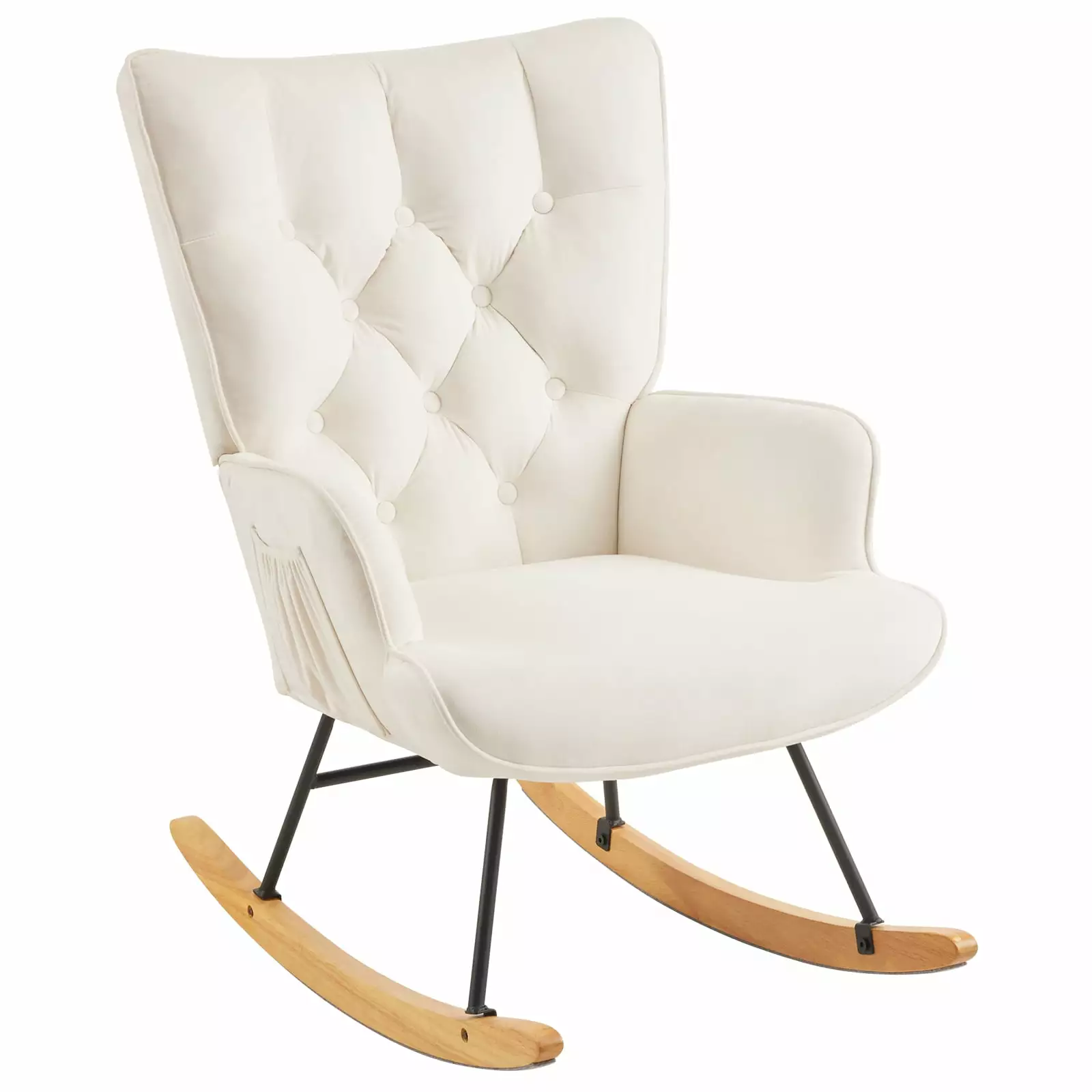 Modern Glider Rocking Chair High Backrest Ivory Accent Recliner Nursery Funwill