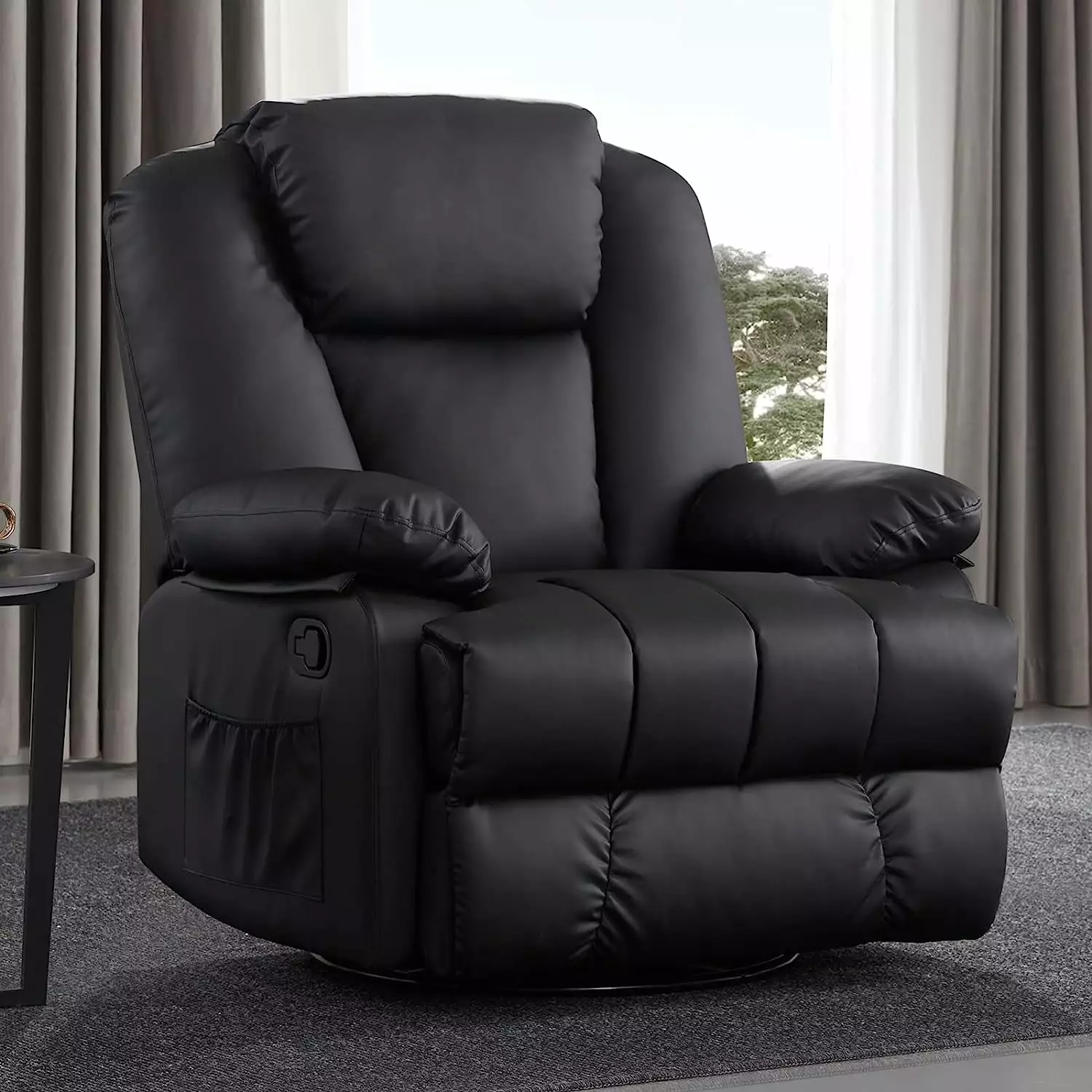 Dreamsir Rocker Recliner Chair Adults Ergonomic Glider 360 Degree Swivel Black